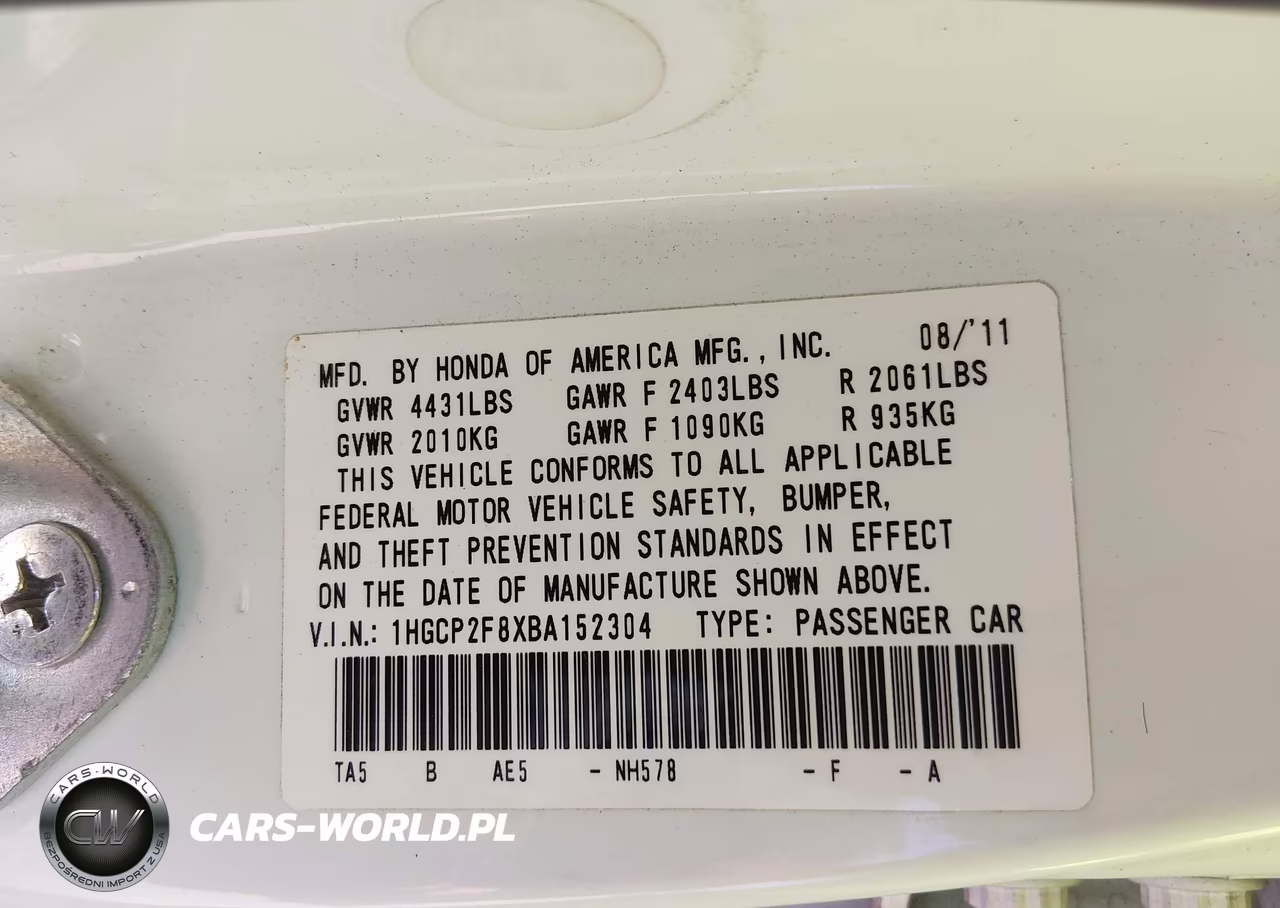 2011 Honda Accord 2.4 Ex-L VIN:1HGCP2F8XBA152304 - 9