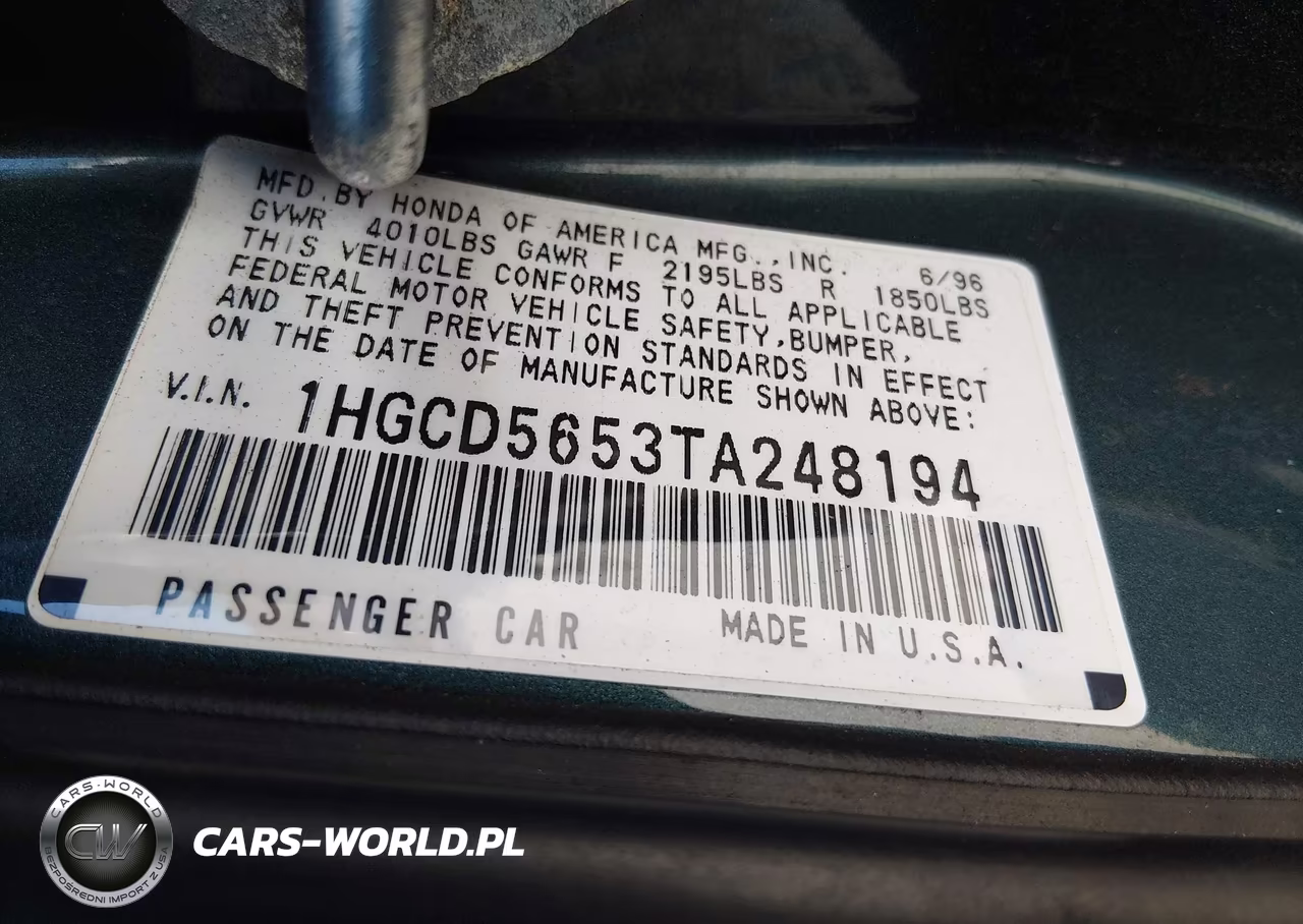 1996 Honda Accord Ex-Ex-R VIN:1HGCD5653TA248194 - 9