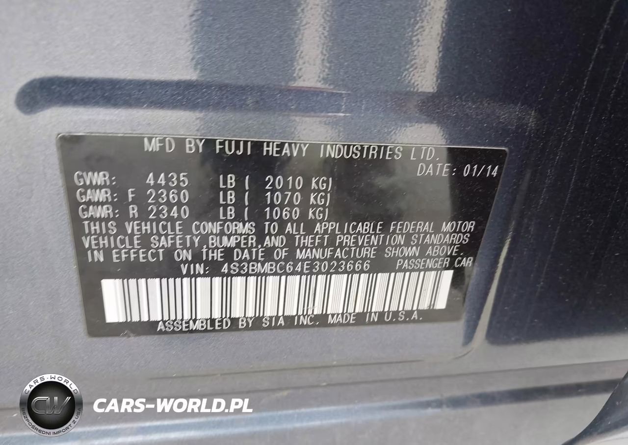 2014 Subaru Legacy 2.5I Premium VIN:4S3BMBC64E3023666 - 9