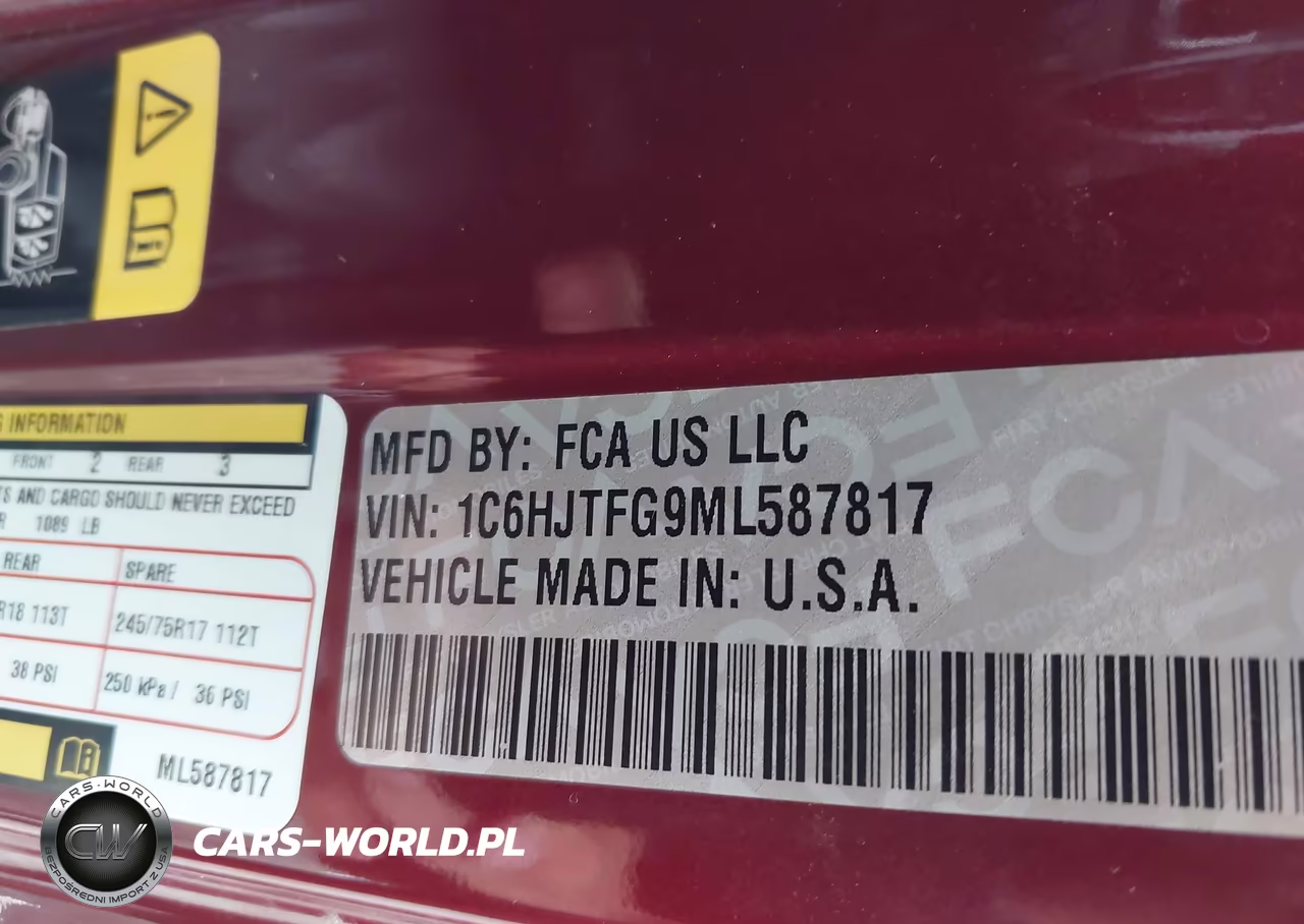 2021 Jeep Gladiator Overland 4X4 VIN:1C6HJTFG9ML587817 - 9