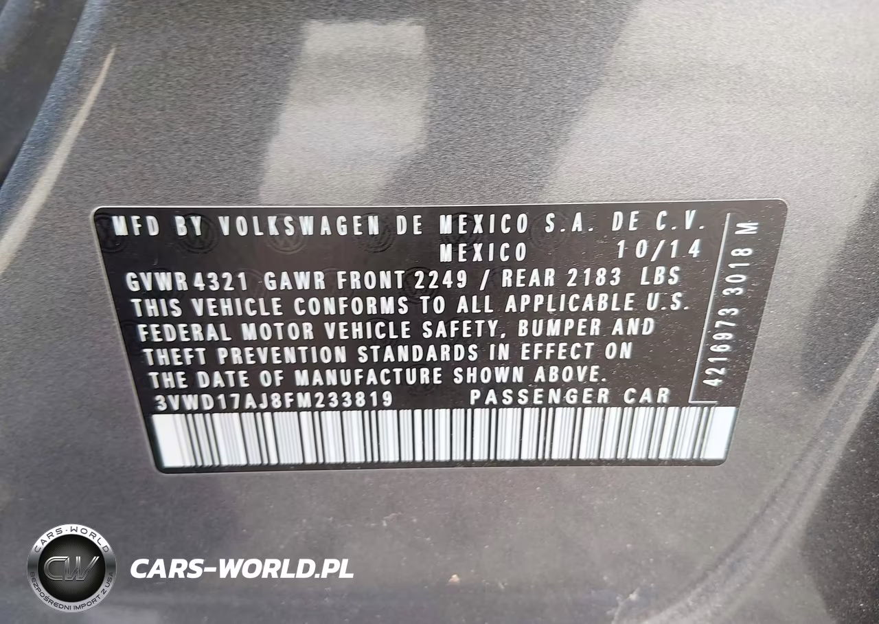 2015 Volkswagen Jetta 1.8T Se VIN:3VWD17AJ8FM233819 - 9