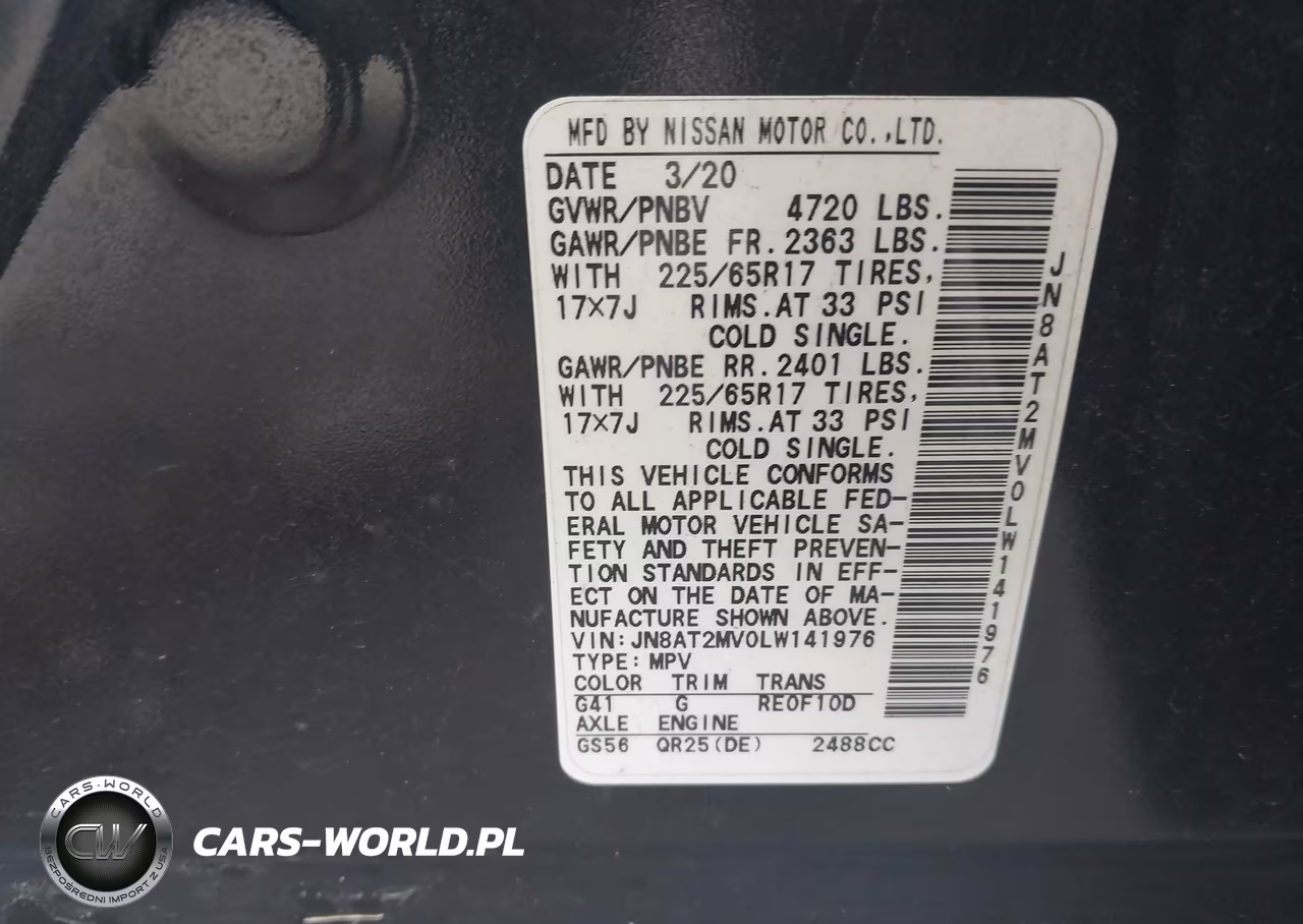 2020 Nissan Rogue Sv Intelligent Awd VIN:JN8AT2MV0LW141976 - 9