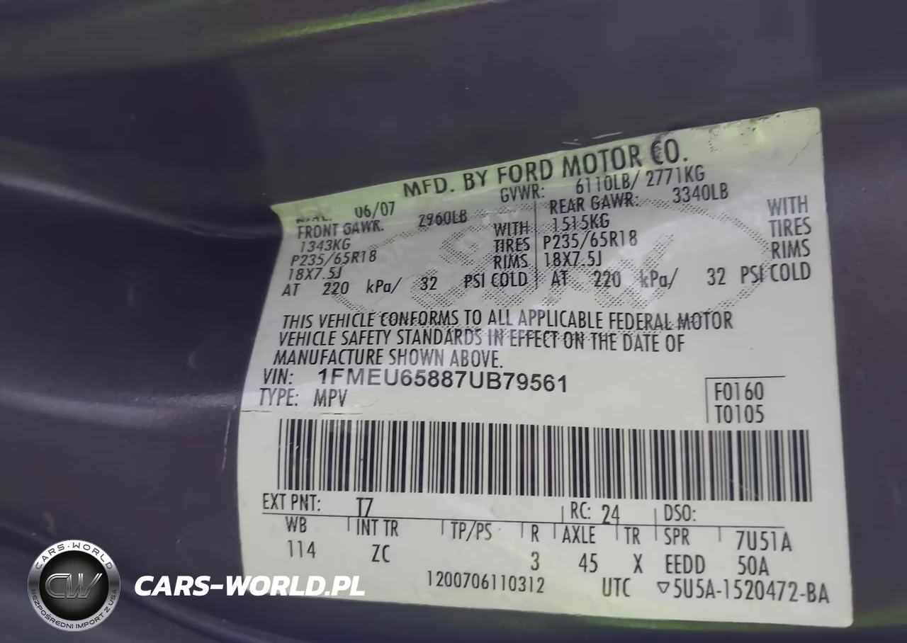 2007 Ford Explorer Limited VIN:1FMEU65887UB79561 - 9
