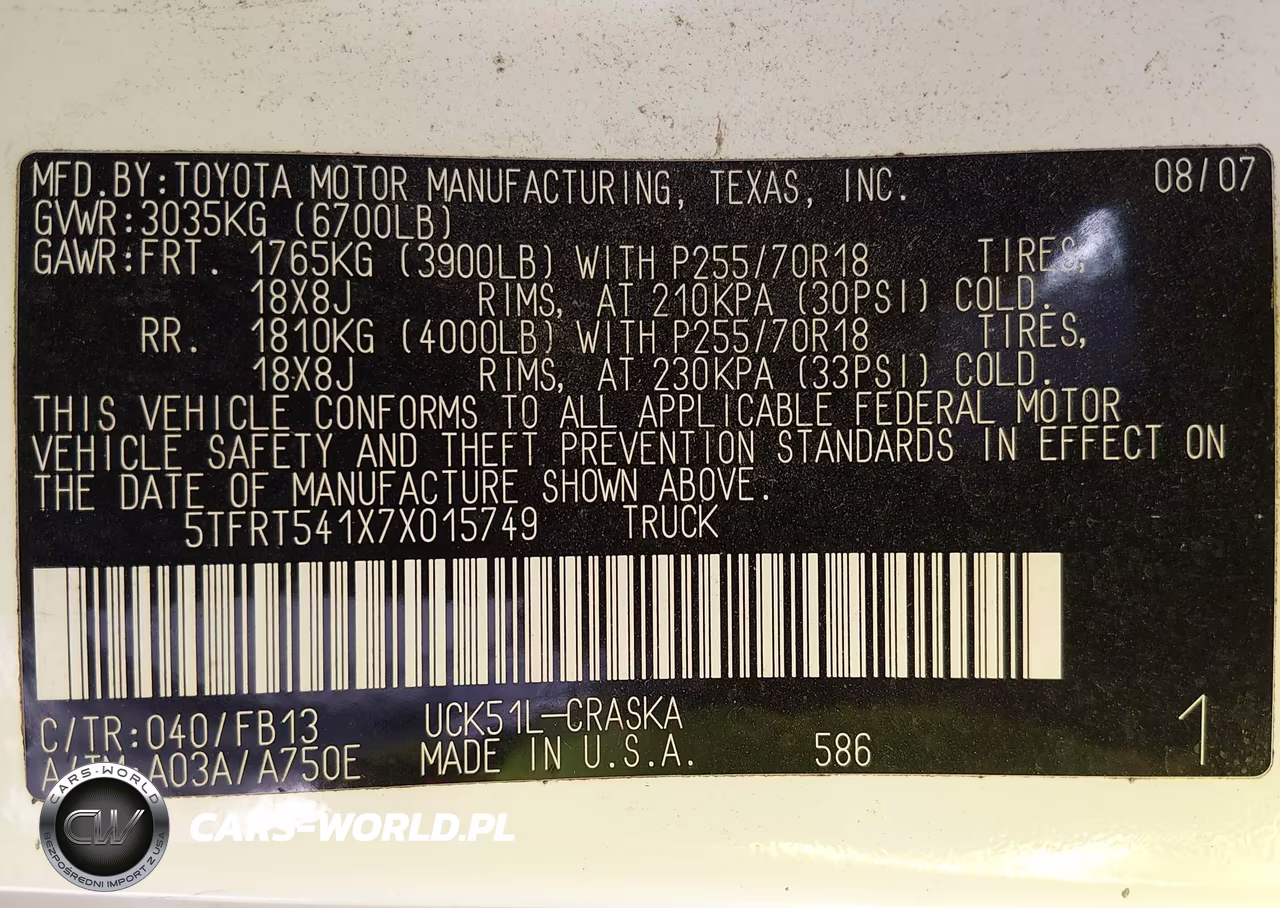 2007 Toyota Tundra Sr5 4.7L V8 VIN:5TFRT541X7X015749 - 9