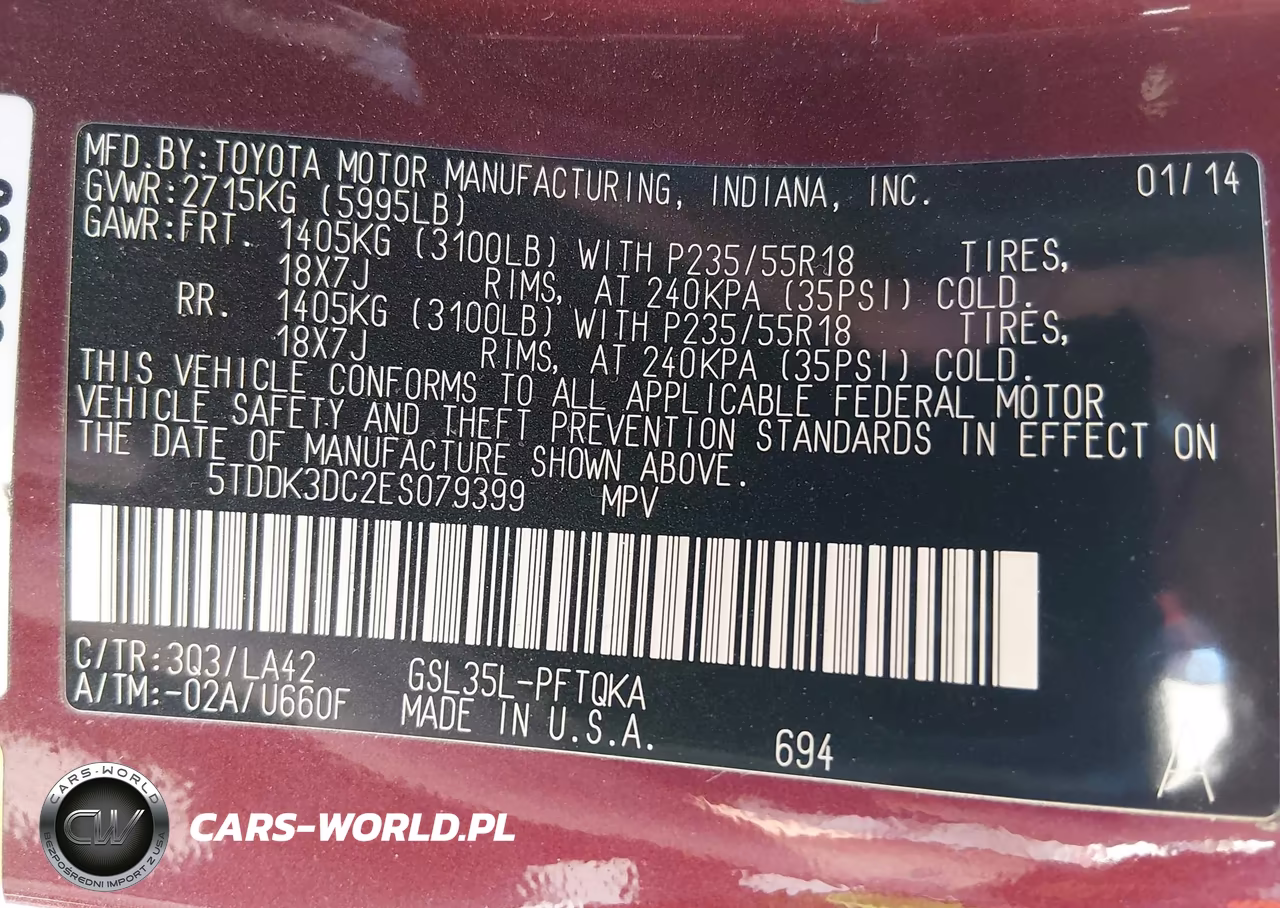 2014 Toyota Sienna Limited 7 Passenger VIN:5TDDK3DC2ES079399 - 9