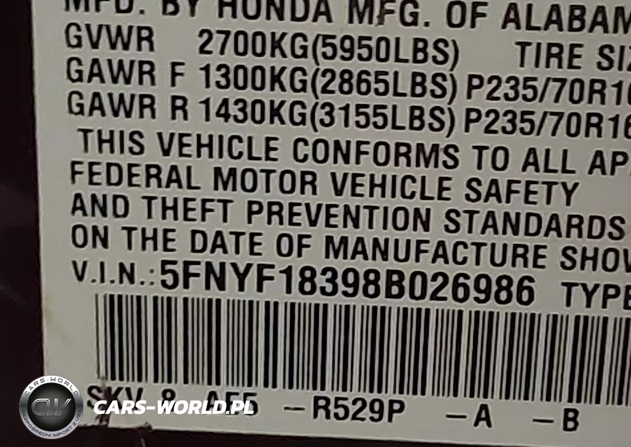 2008 Honda Pilot Se VIN:5FNYF18398B026986 - 9