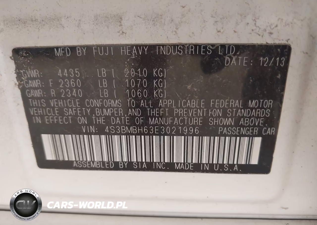 2014 Subaru Legacy 2.5 I Sport VIN:4S3BMBH63E3021996 - 9