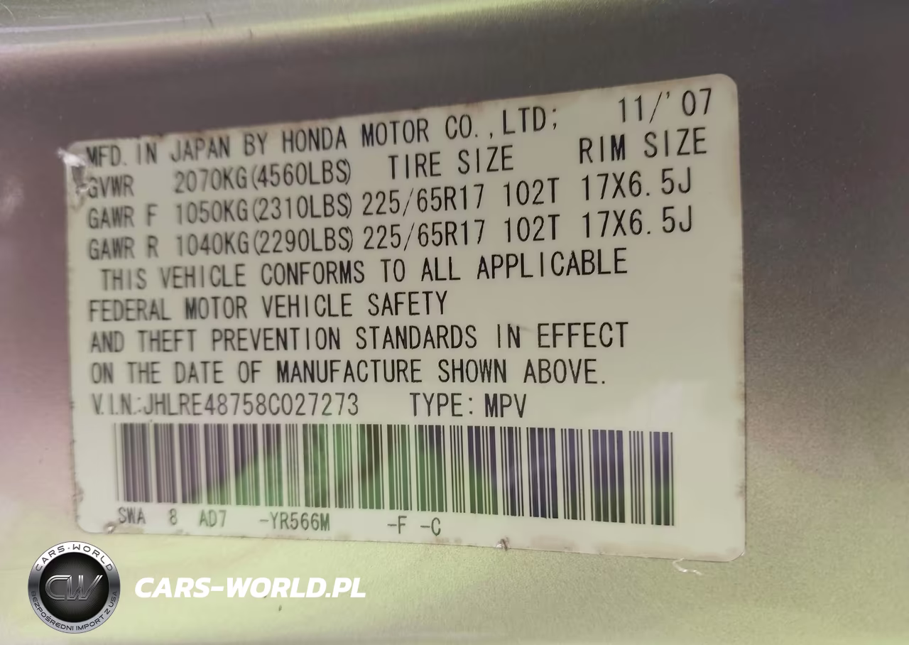 2008 Honda Cr-V Ex-L VIN:JHLRE48758C027273 - 9