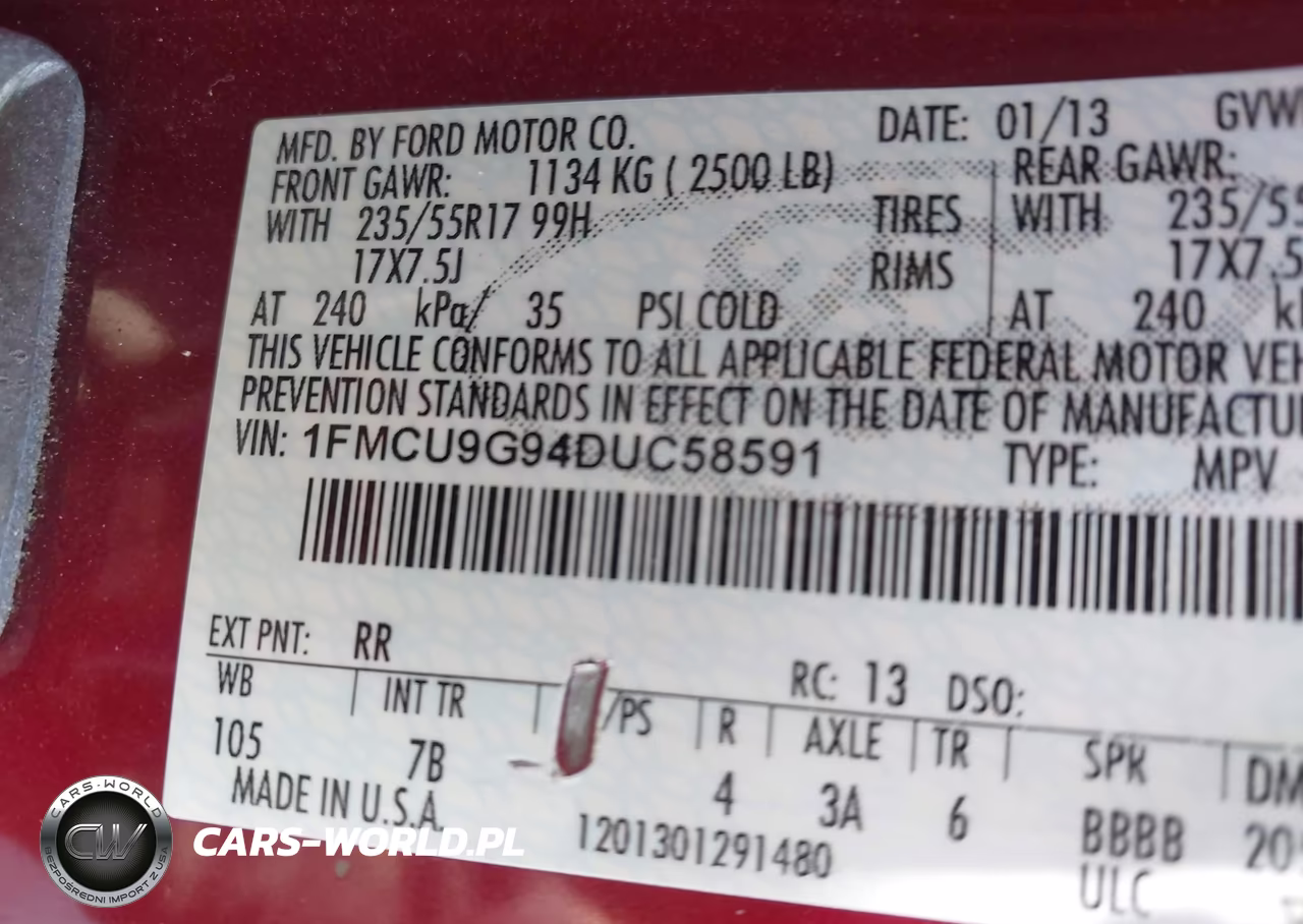 2013 Ford Escape Se VIN:1FMCU9G94DUC58591 - 9