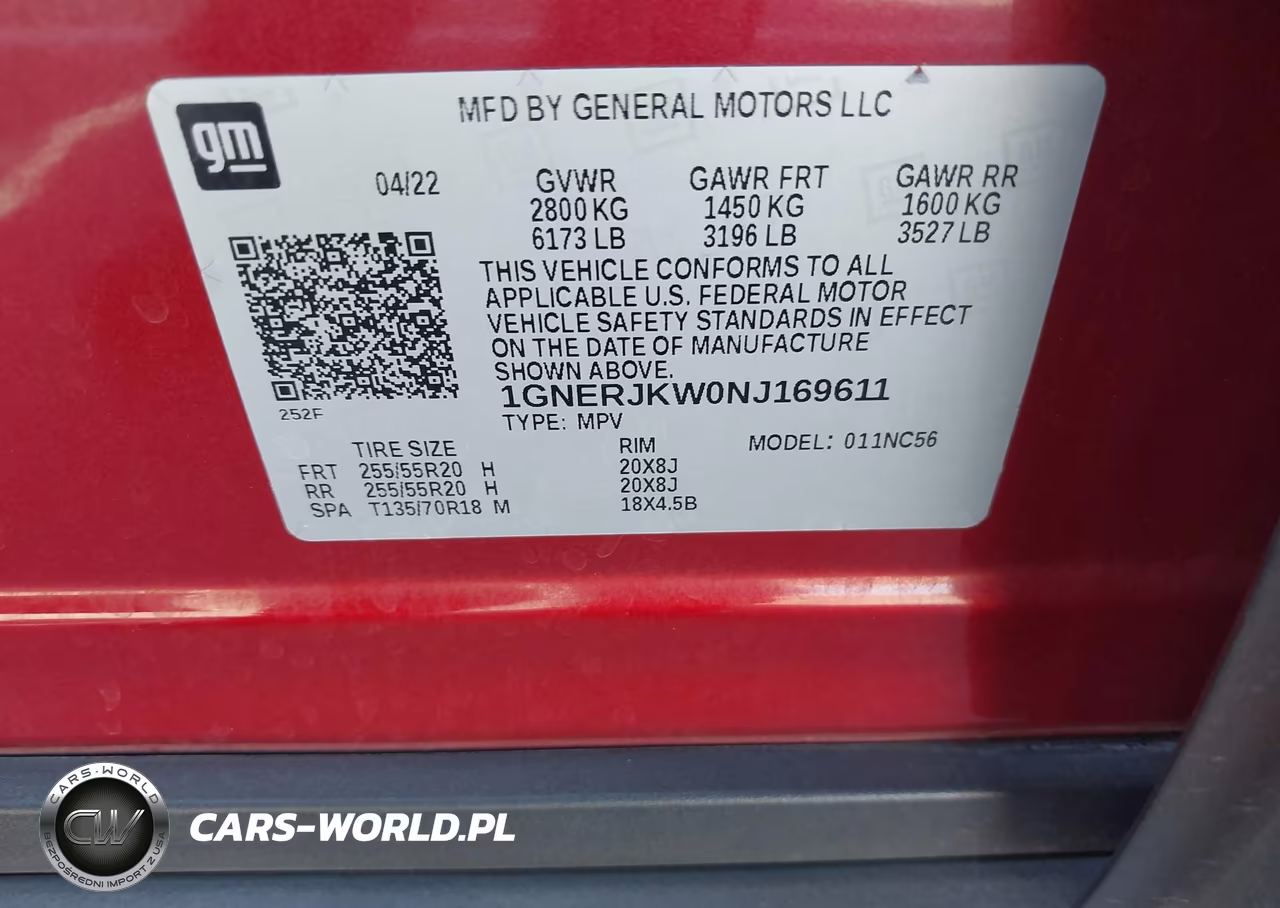 2022 Chevrolet Traverse Fwd Rs VIN:1GNERJKW0NJ169611 - 9