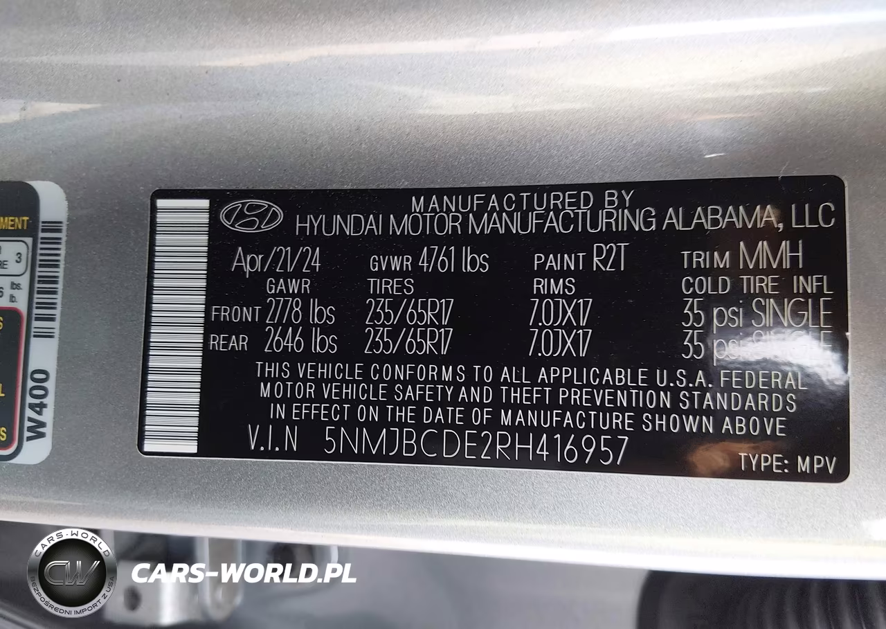 2024 Hyundai Tucson Sel VIN:5NMJBCDE2RH416957 - 9