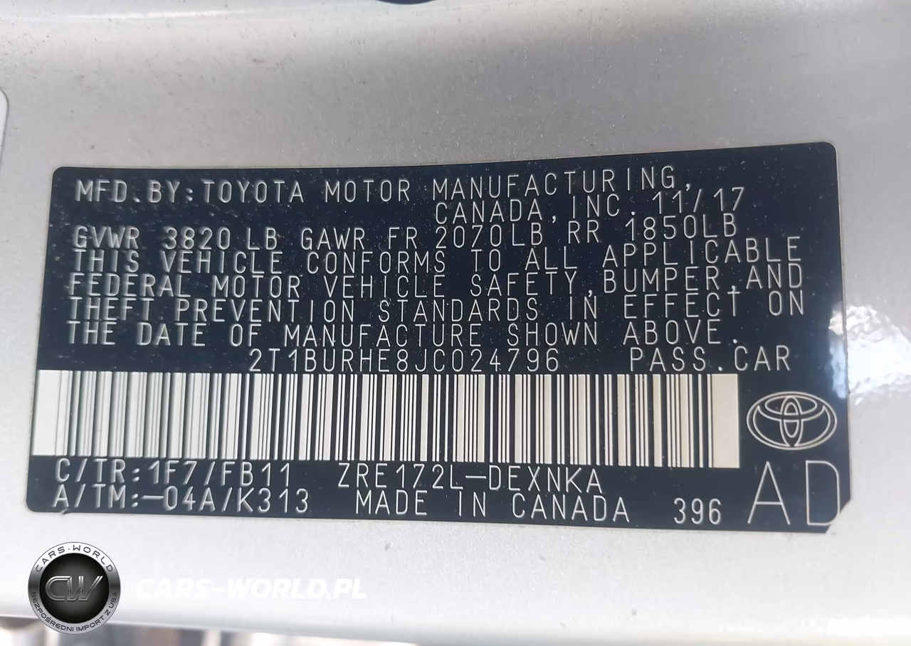 2018 Toyota Corolla Le VIN:2T1BURHE8JC024796 - 9