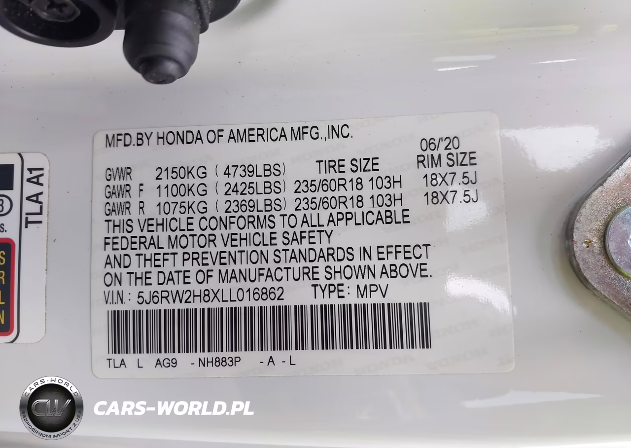 2020 Honda Cr-V Awd Ex-L VIN:5J6RW2H8XLL016862 - 9