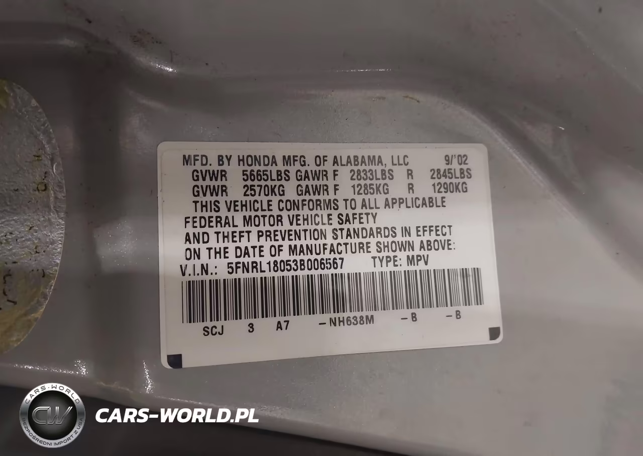 2003 Honda Odyssey Ex-L VIN:5FNRL18053B006567 - 9