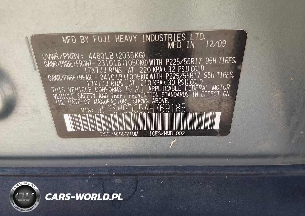 2010 Subaru Forester 2.5X Limited VIN:JF2SH6DC5AH769185 - 9