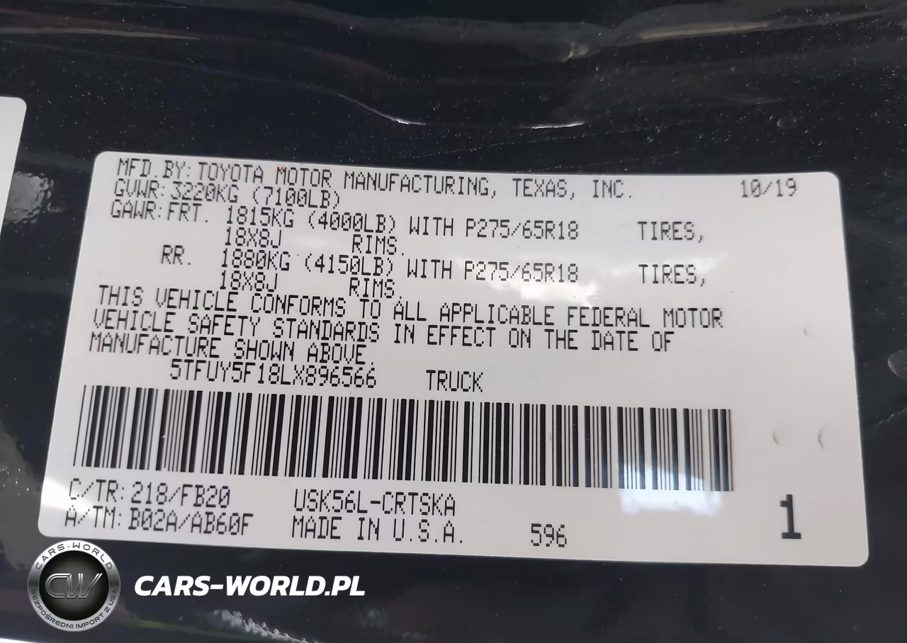 2020 Toyota Tundra Sr5 VIN:5TFUY5F18LX896566 - 9
