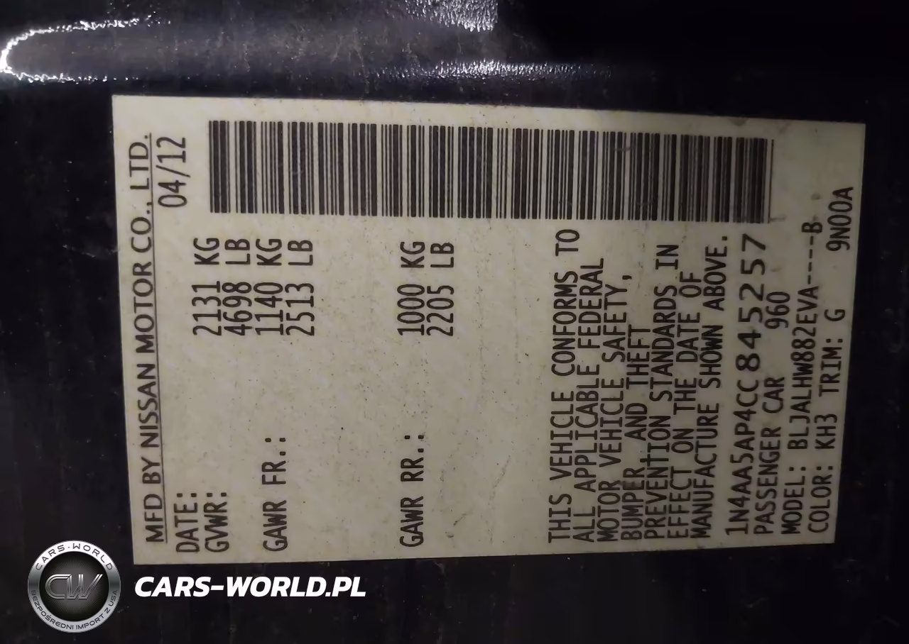 2012 Nissan Maxima 3.5 Sv VIN:1N4AA5AP4CC845257 - 9