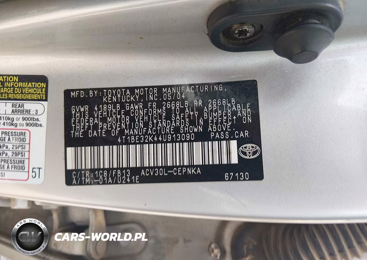 2004 Toyota Camry Std VIN:4T1BE32K44U913090 - 9