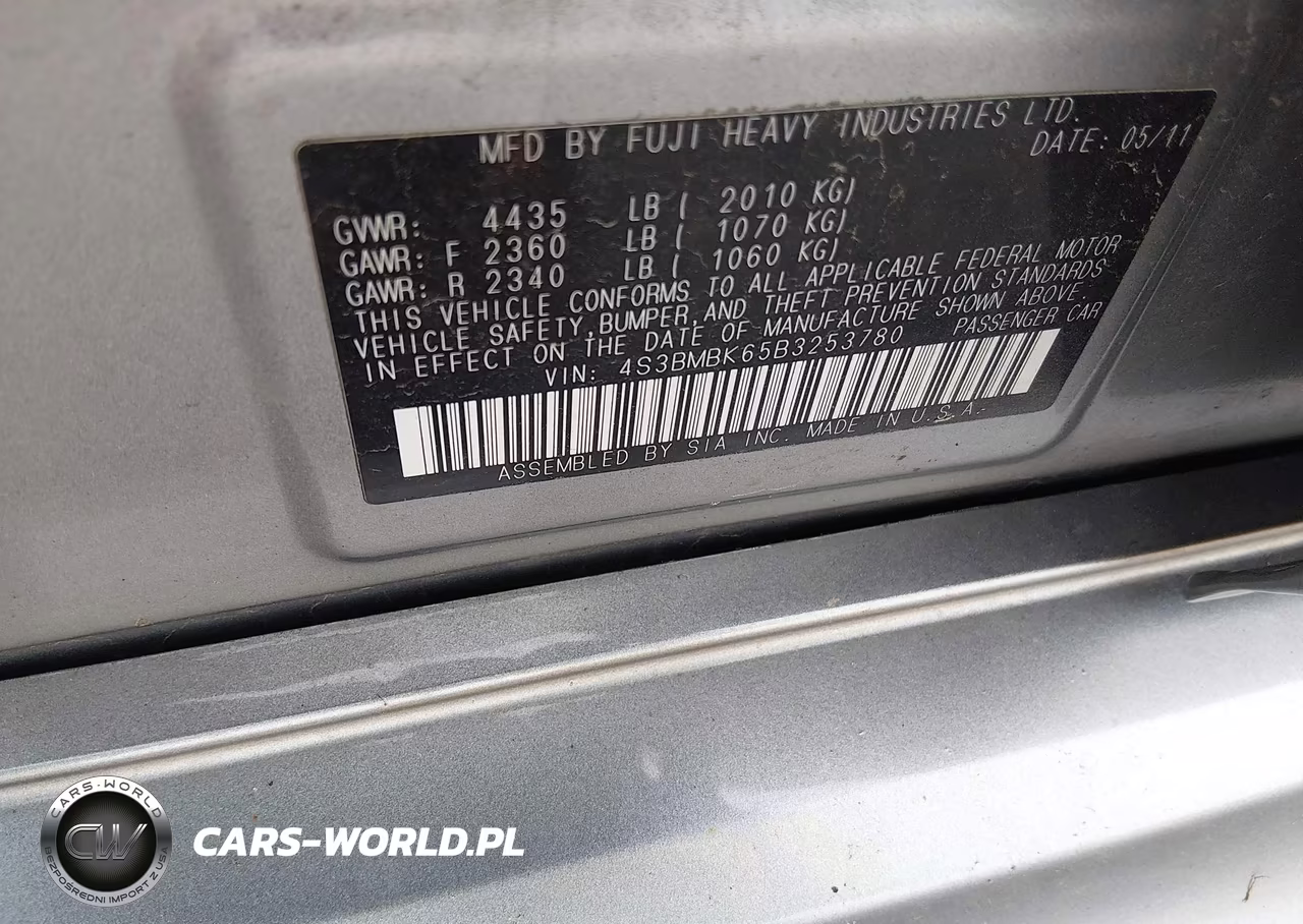 2011 Subaru Legacy 2.5I Limited VIN:4S3BMBK65B3253780 - 9