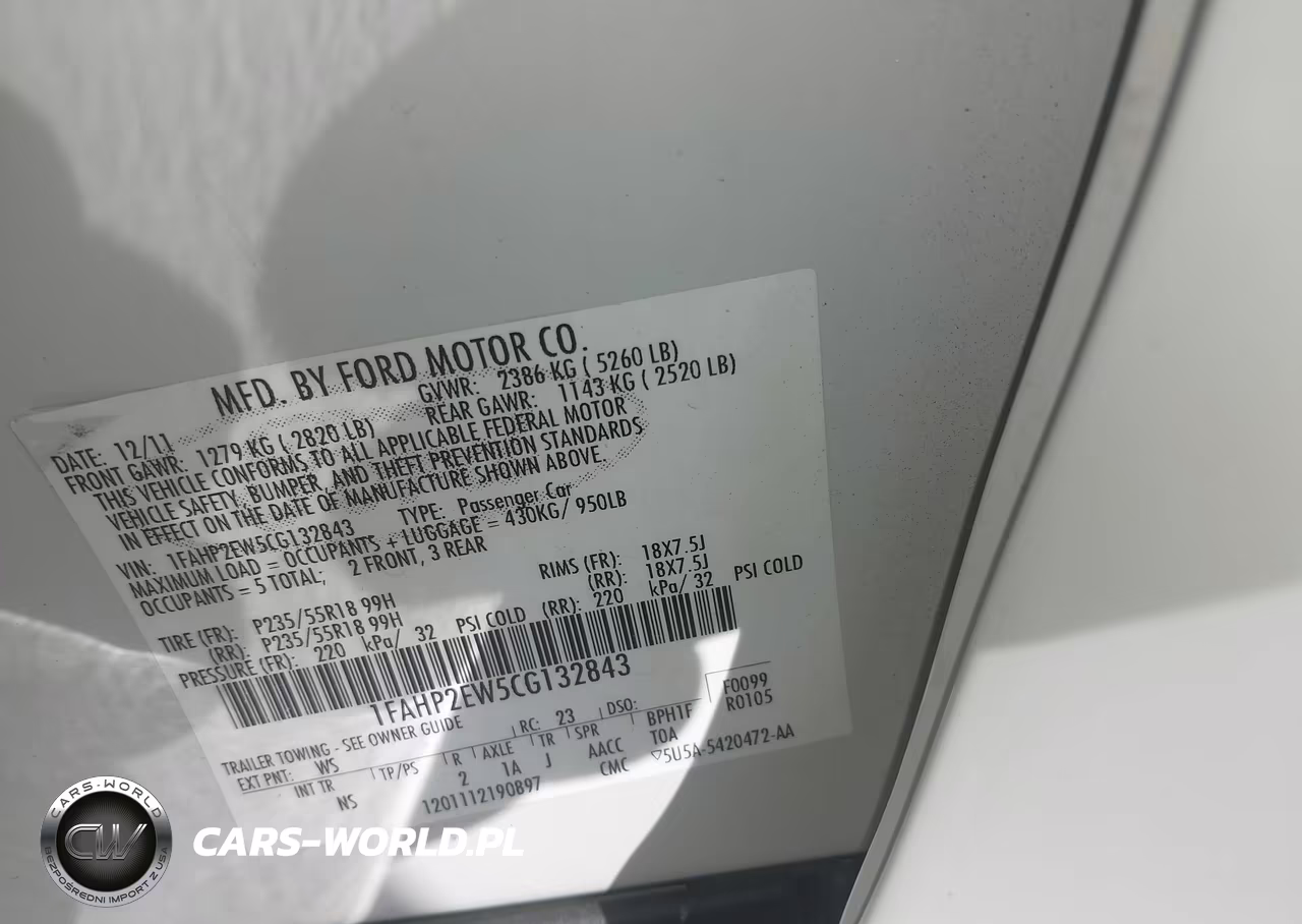 2012 Ford Taurus Sel VIN:1FAHP2EW5CG132843 - 9