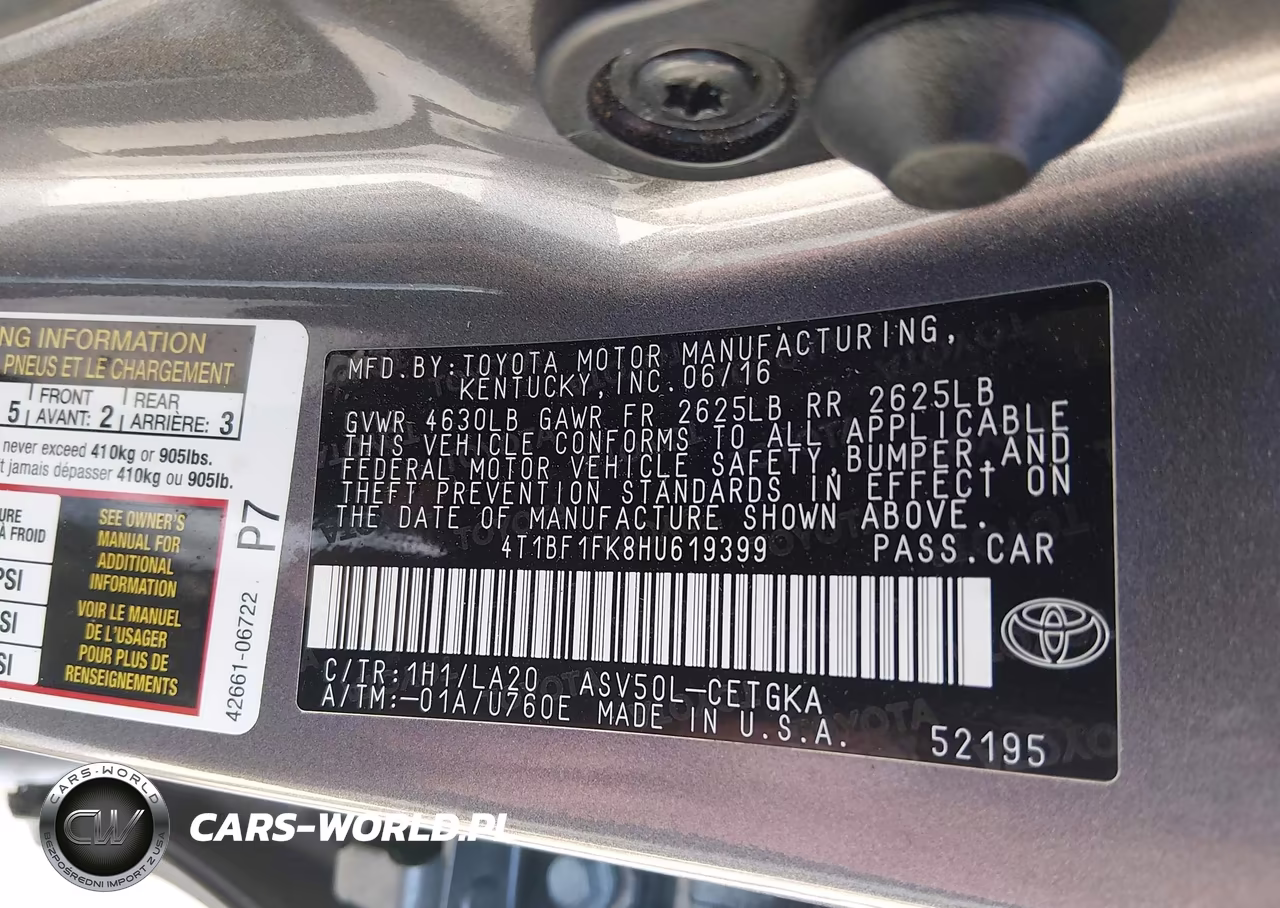 2017 Toyota Camry Xle VIN:4T1BF1FK8HU619399 - 9