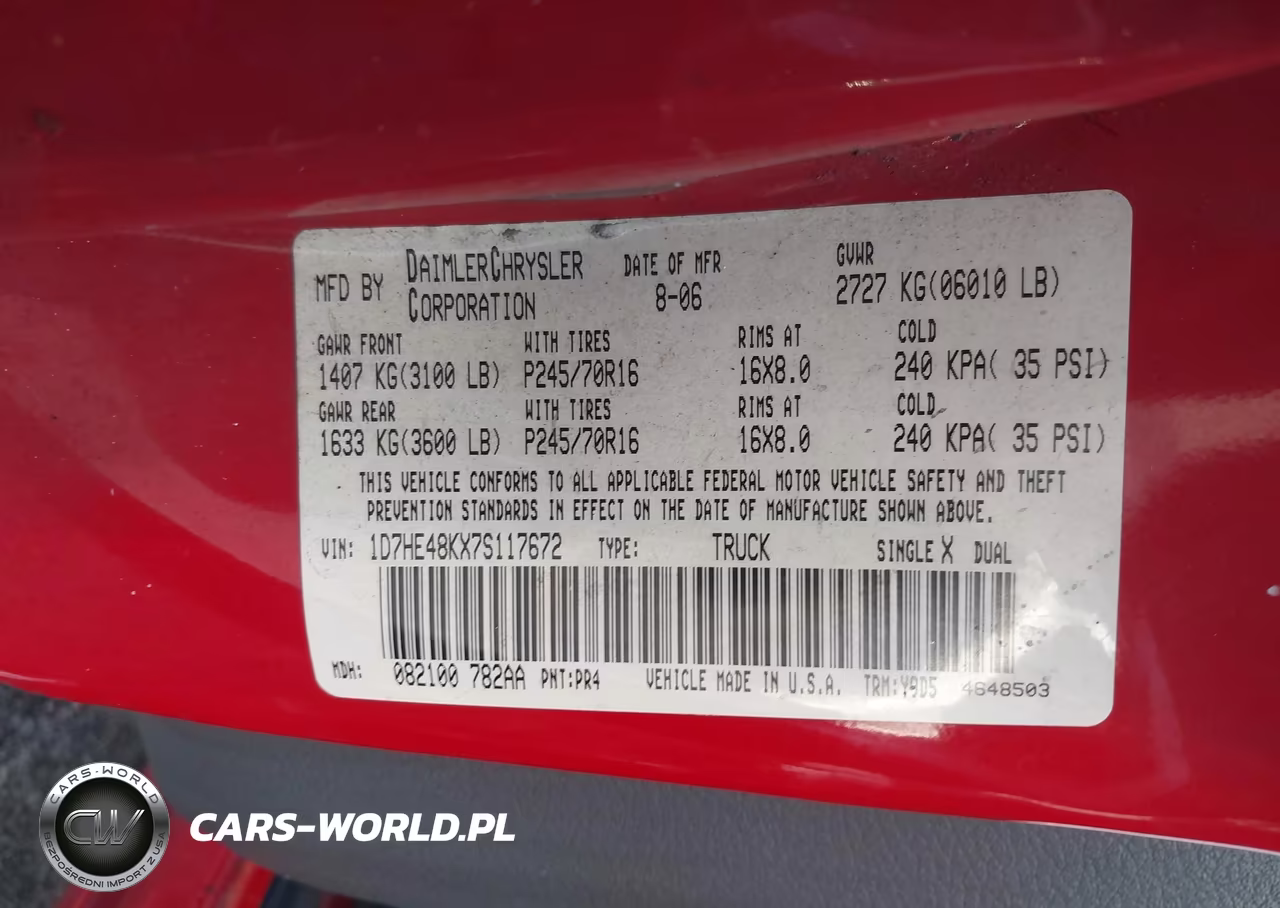 2007 Dodge Dakota Slt VIN:1D7HE48KX7S117672 - 9