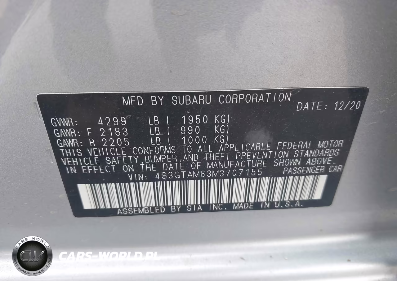 2021 Subaru Impreza Sport 5-Door VIN:4S3GTAM63M3707155 - 9