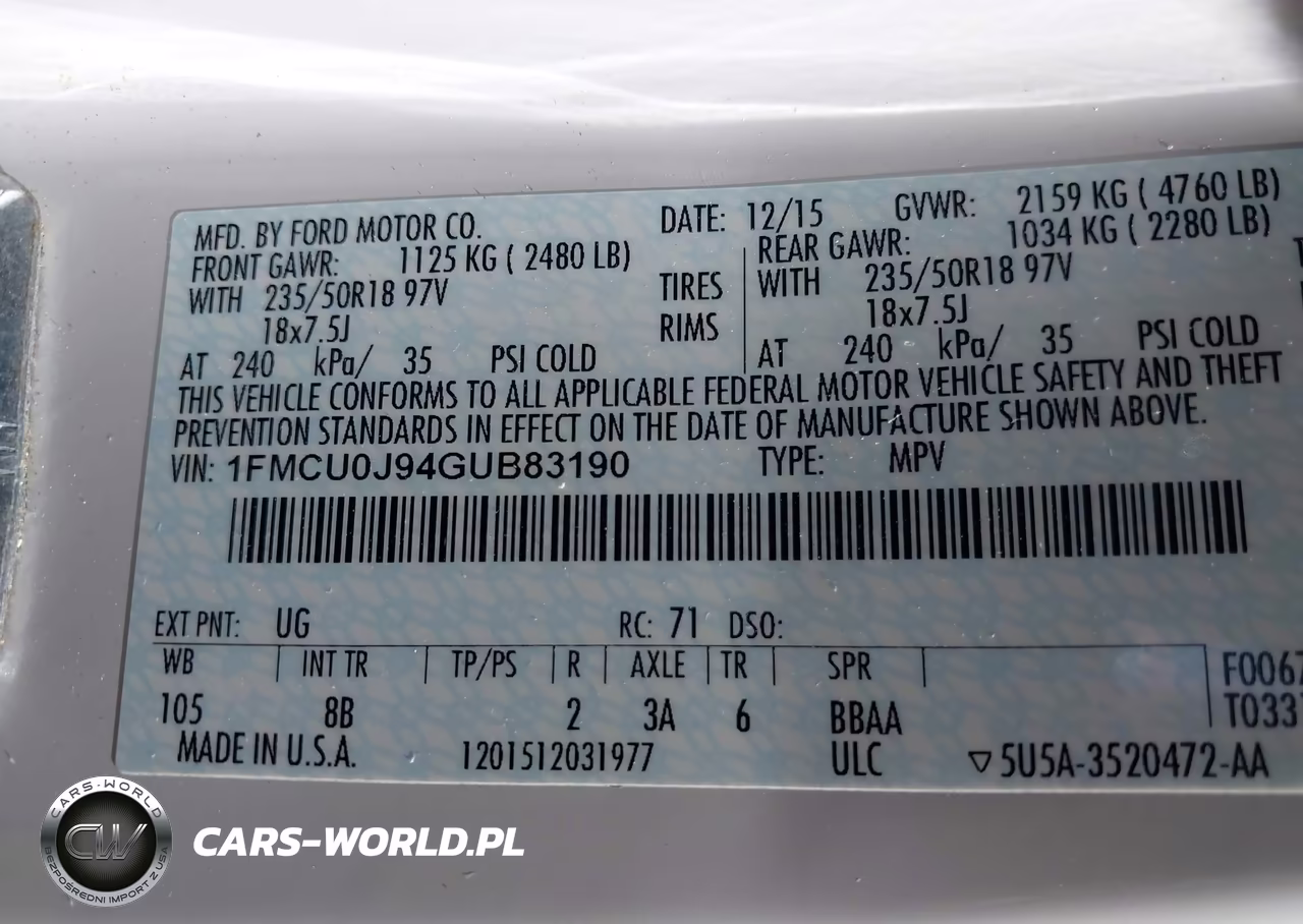2016 Ford Escape Titanium VIN:1FMCU0J94GUB83190 - 9