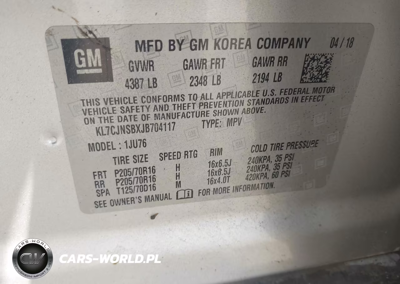 2018 Chevrolet Trax Ls VIN:KL7CJNSBXJB704117 - 9