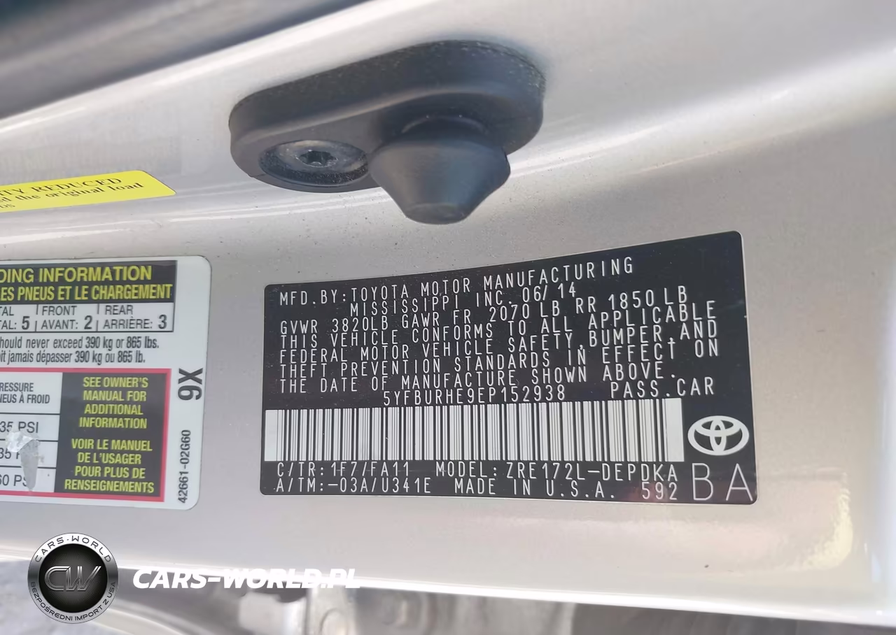 2014 Toyota Corolla L VIN:5YFBURHE9EP152938 - 9