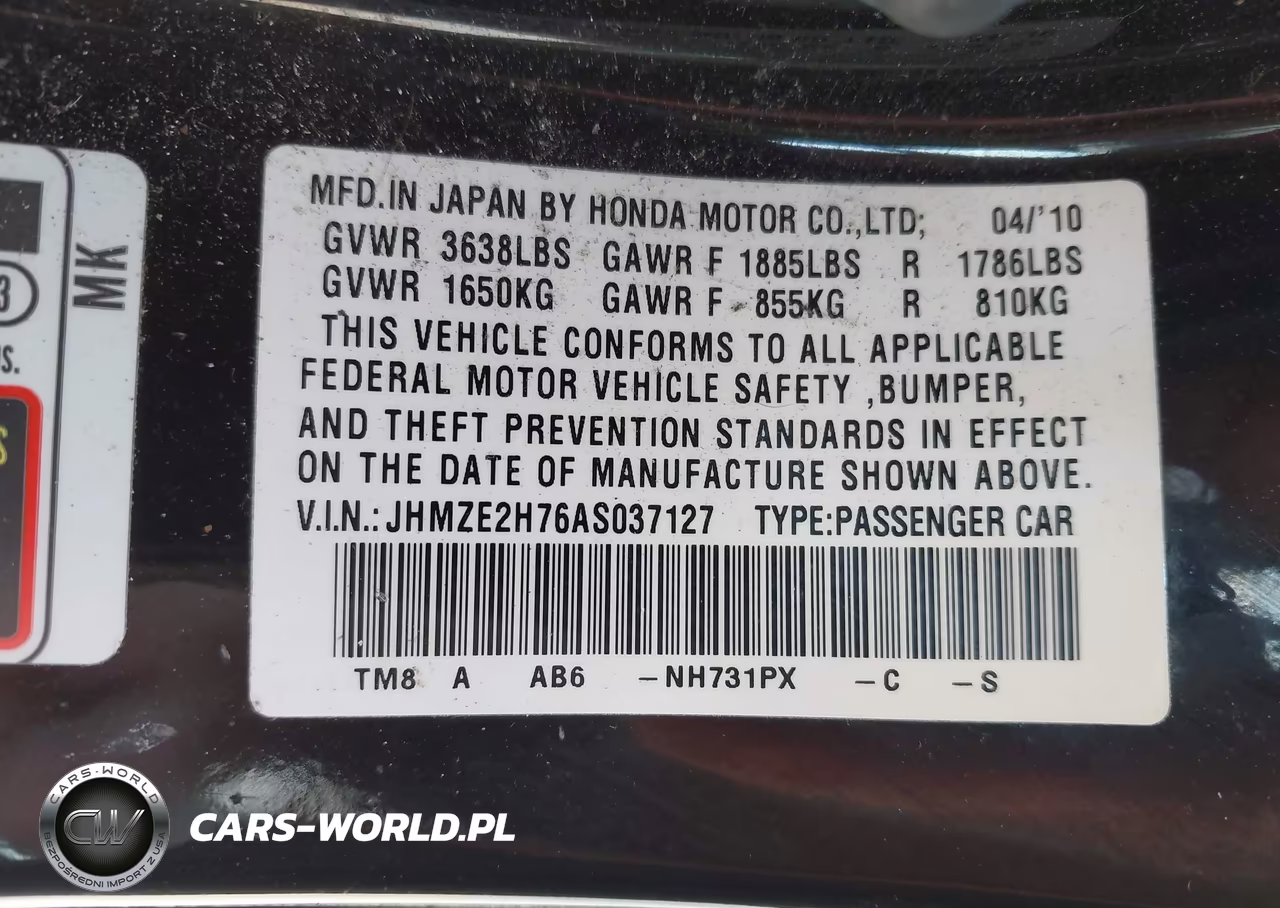 2010 Honda Insight Ex VIN:JHMZE2H76AS037127 - 9