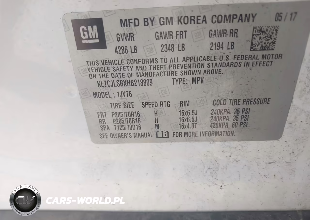 2017 Chevrolet Trax Lt VIN:KL7CJLSBXHB218809 - 9
