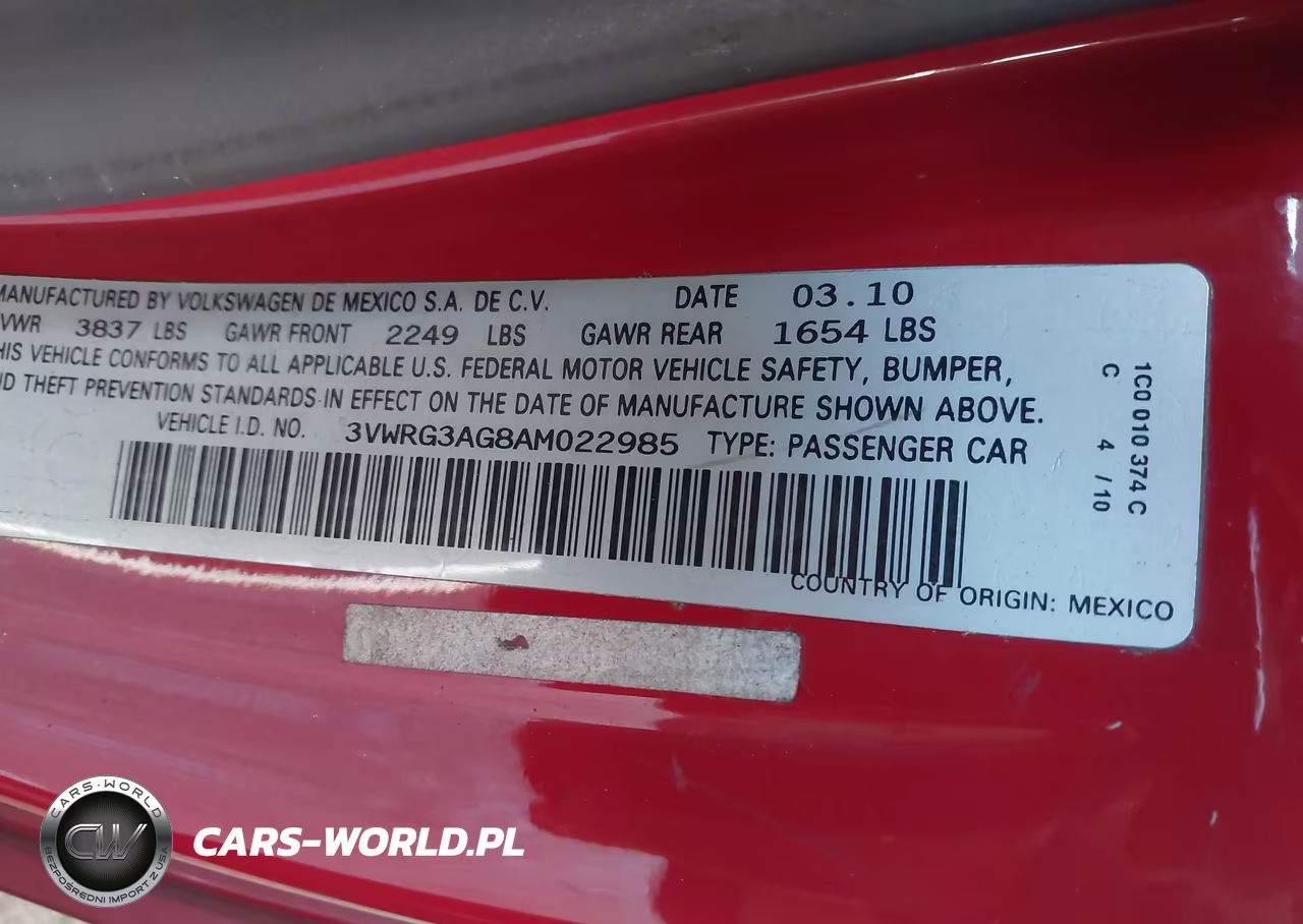 2010 Volkswagen New Beetle 2.5L VIN:3VWRG3AG8AM022985 - 9