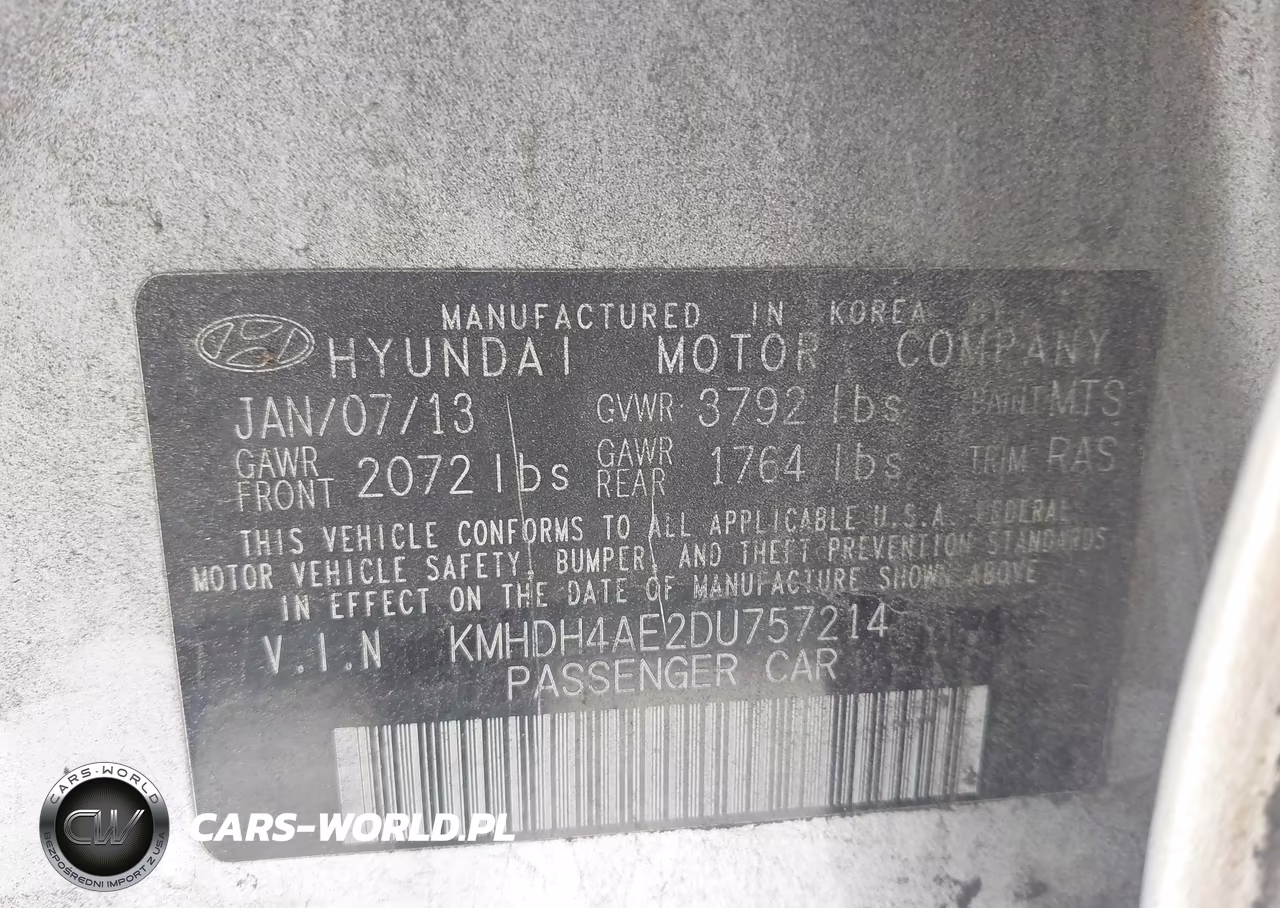 2013 Hyundai Elantra Gls VIN:KMHDH4AE2DU757214 - 9