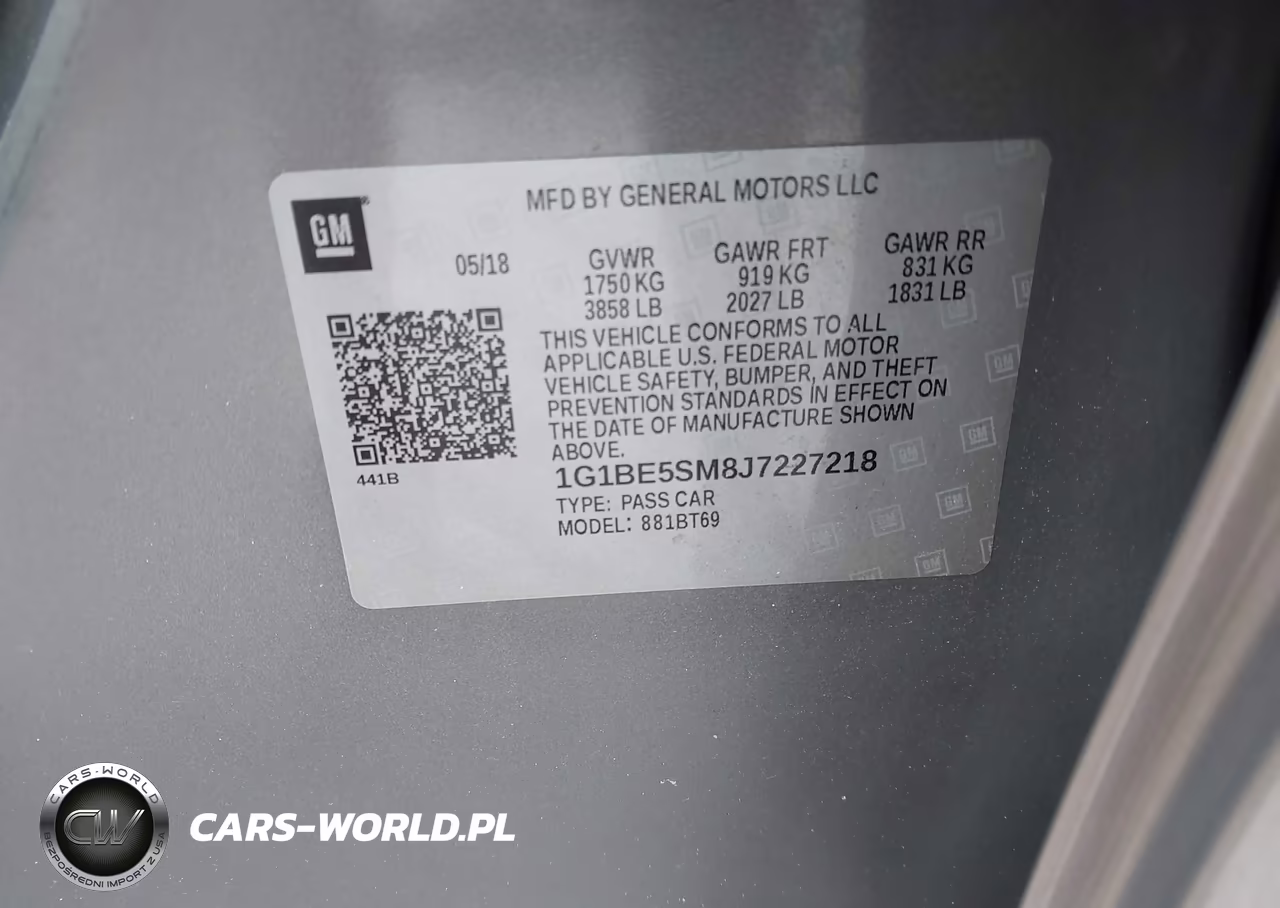 2018 Chevrolet Cruze Lt Auto VIN:1G1BE5SM8J7227218 - 9