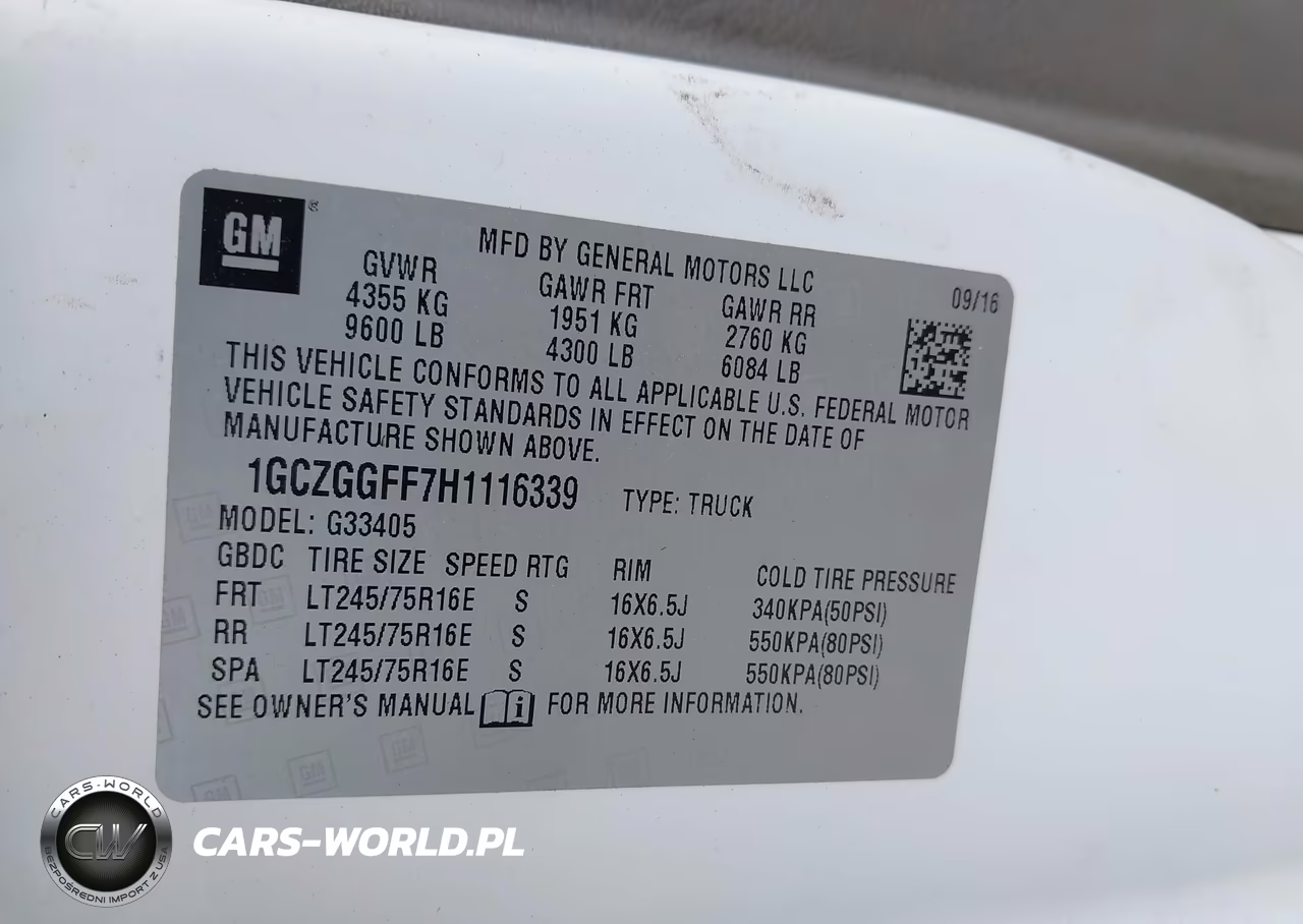 2017 Chevrolet Express 3500 Work Van VIN:1GCZGGFF7H1116339 - 9