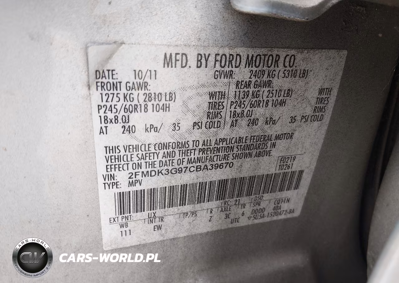 2012 Ford Edge Se VIN:2FMDK3G97CBA39670 - 9