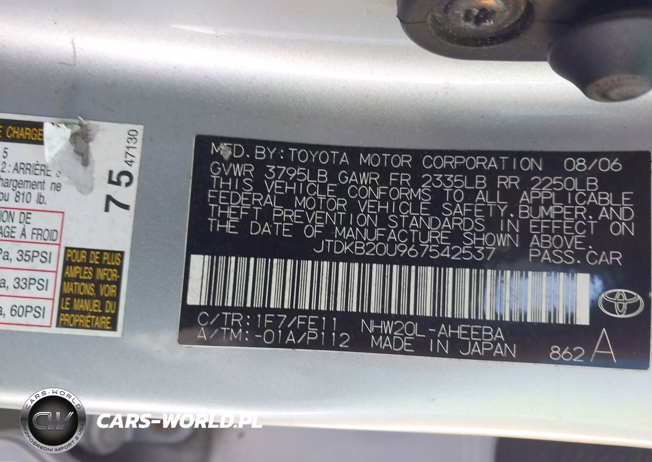 2006 Toyota Prius VIN:JTDKB20U967542537 - 9