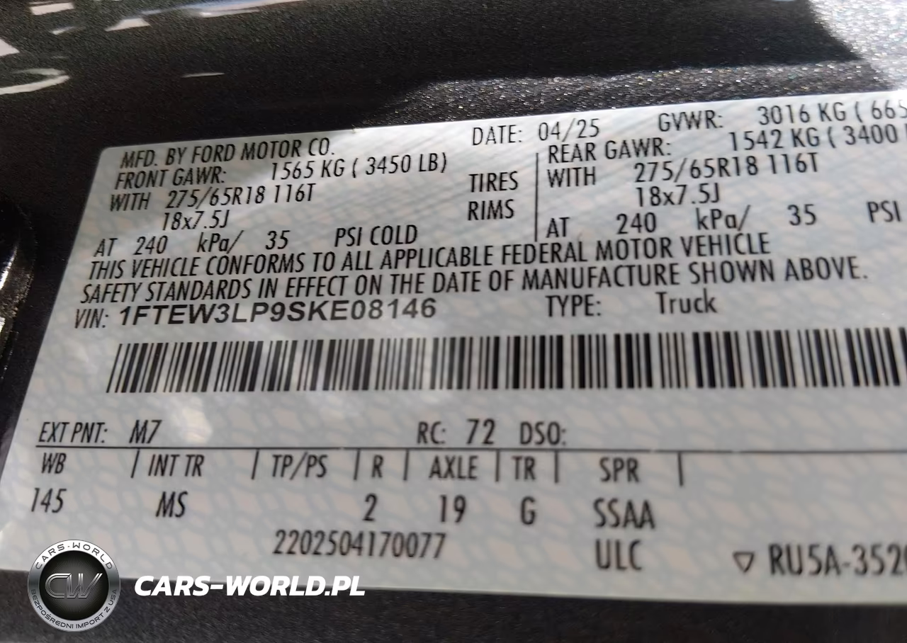 2025 Ford F-150 Xlt VIN:1FTEW3LP9SKE08146 - 9