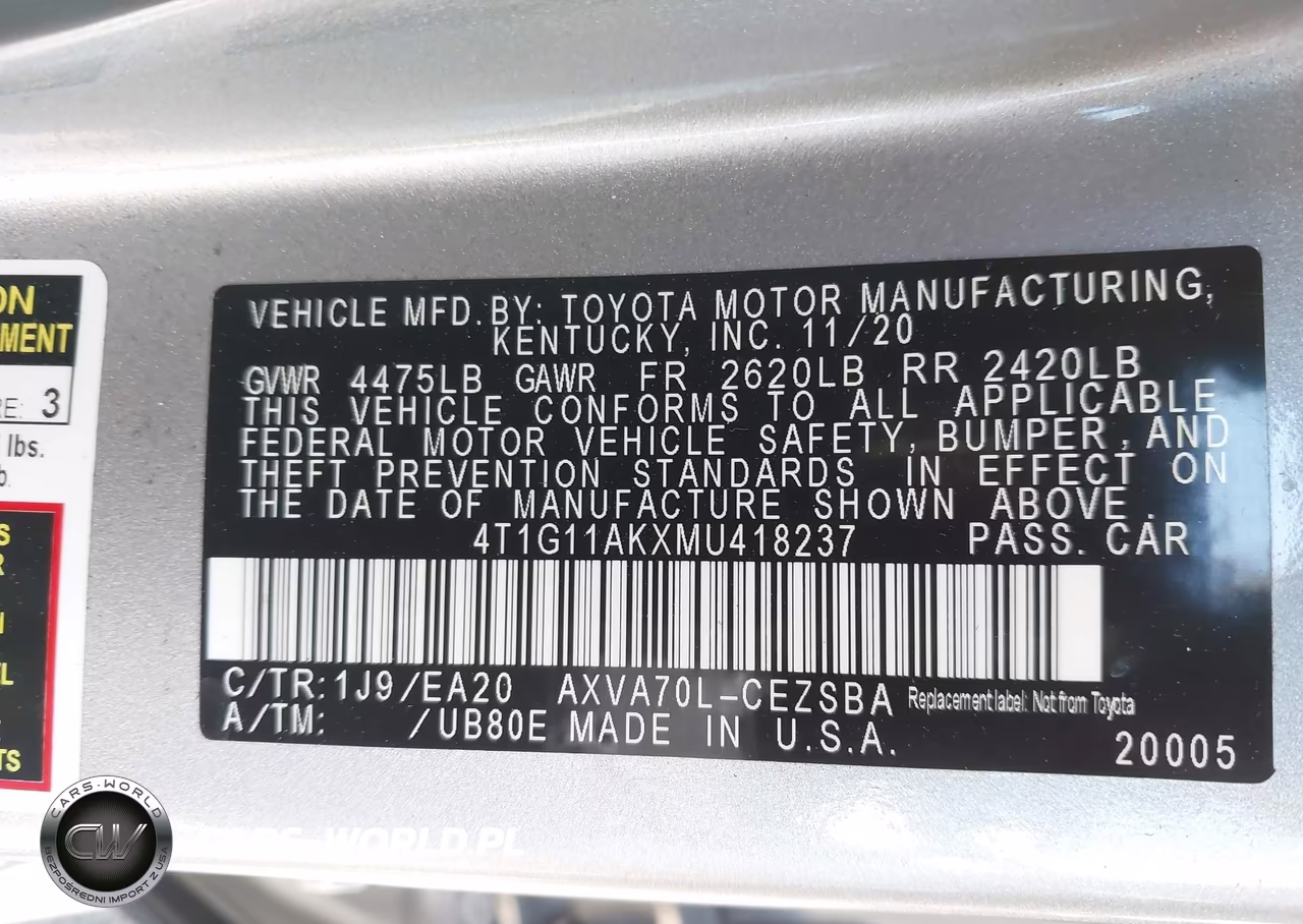 2021 Toyota Camry Se VIN:4T1G11AKXMU418237 - 9