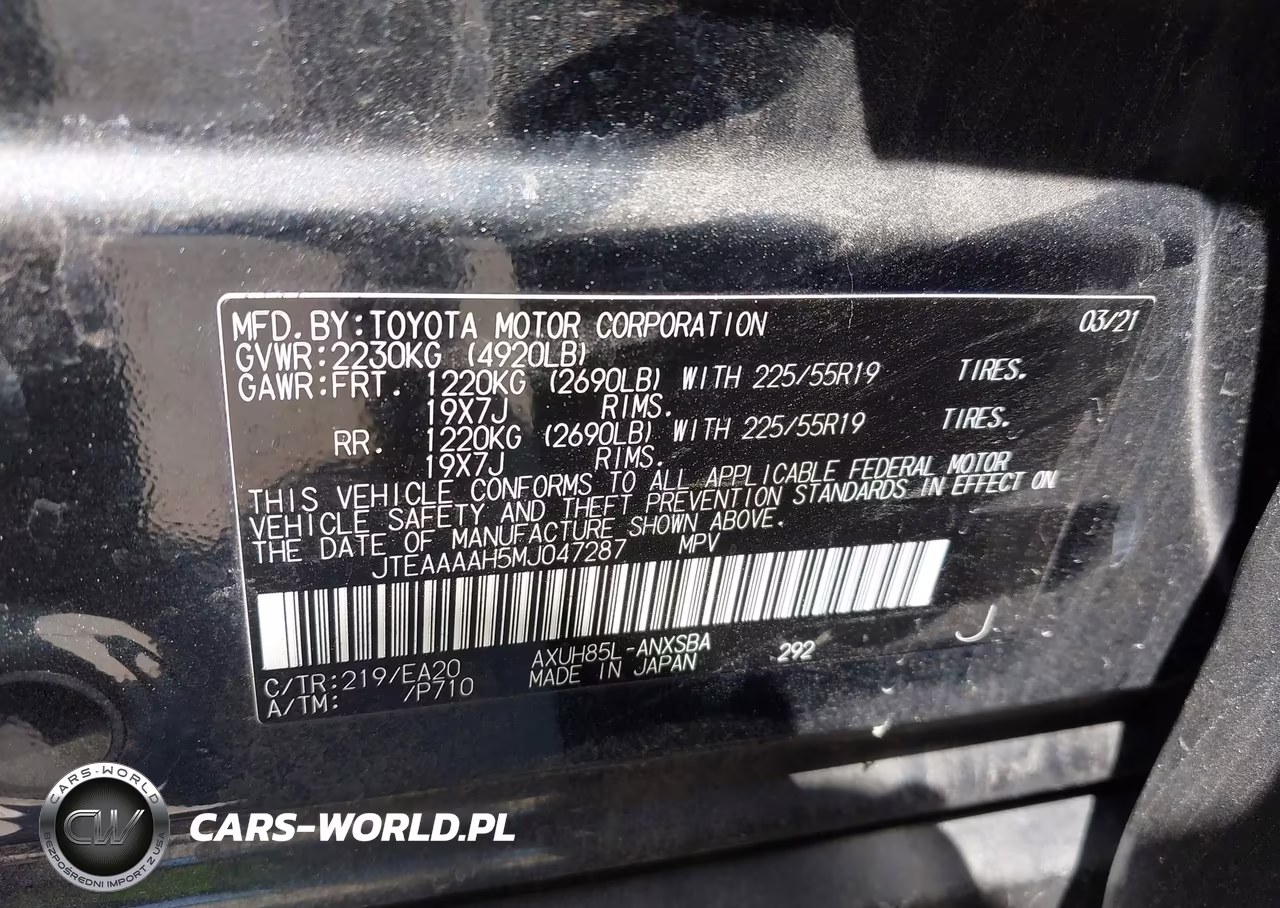 2021 Toyota Venza Limited VIN:JTEAAAAH5MJ047287 - 9