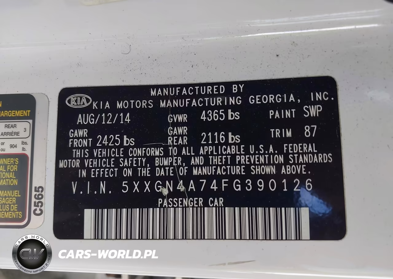 2015 Kia Optima Ex VIN:5XXGN4A74FG390126 - 9