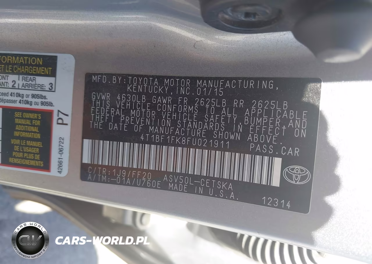 2015 Toyota Camry Se VIN:4T1BF1FK8FU021911 - 9