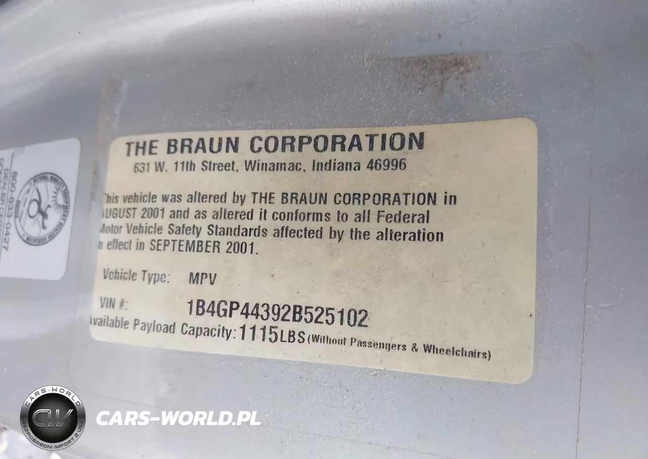 2002 Dodge Grand Caravan Sport VIN:1B4GP44392B525102 - 9