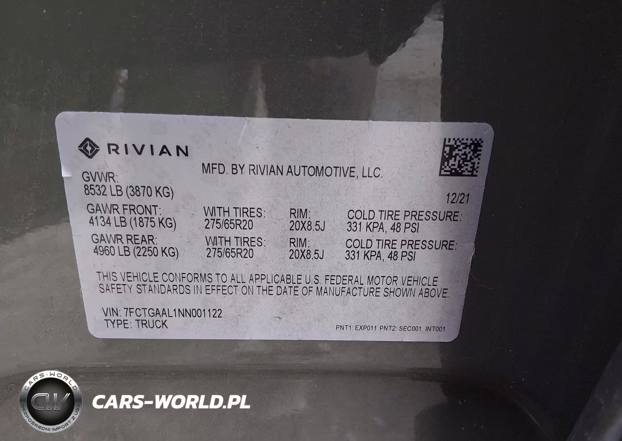 2022 Rivian R1T Launch Edition VIN:7FCTGAAL1NN001122 - 9