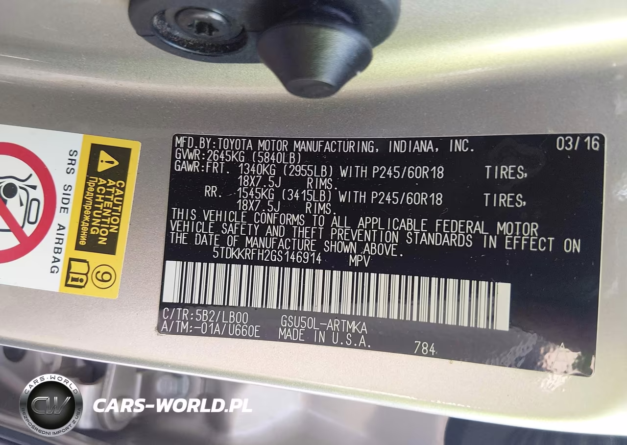 2016 Toyota Highlander Xle V6 VIN:5TDKKRFH2GS146914 - 9