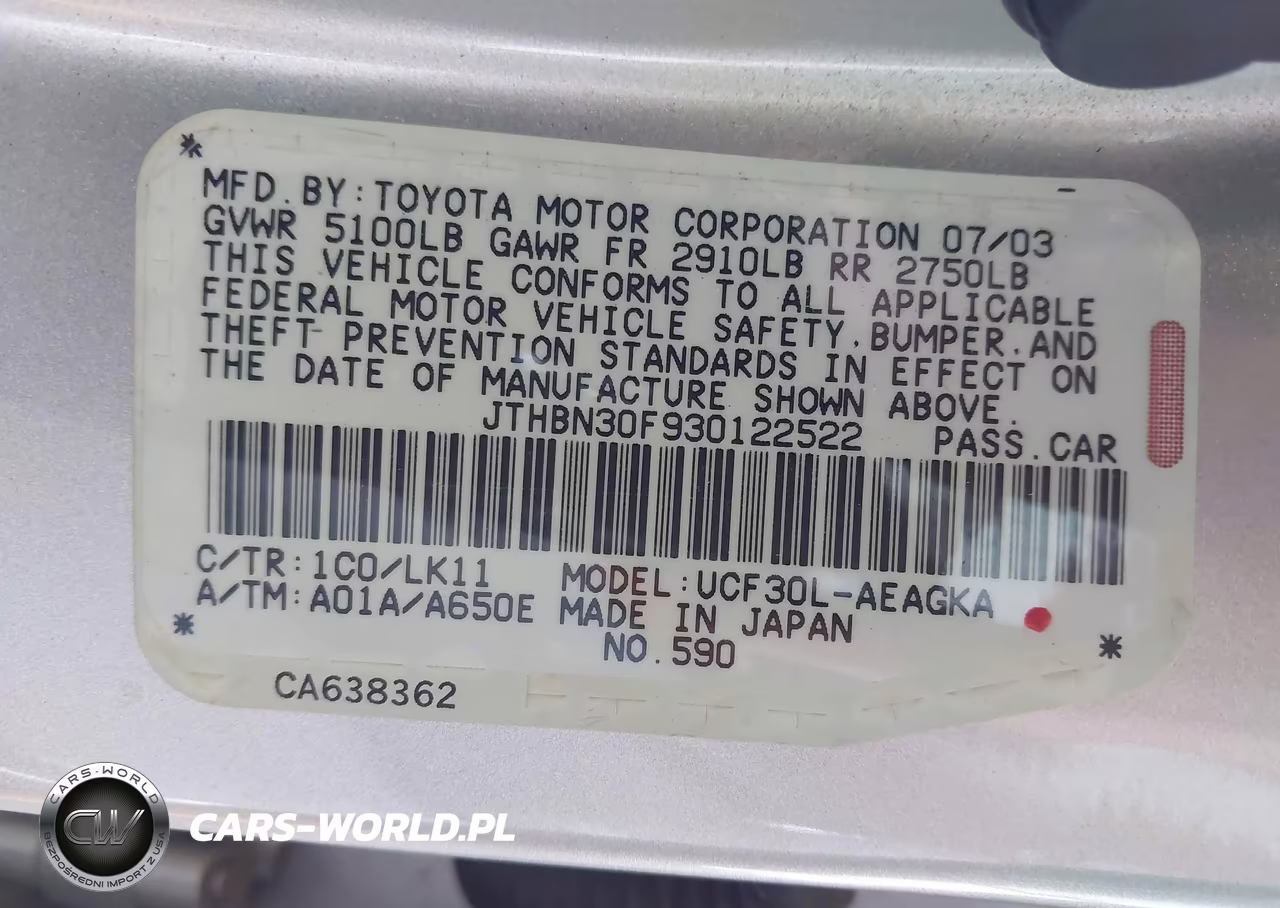 2003 Lexus Ls 430 VIN:JTHBN30F930122522 - 9