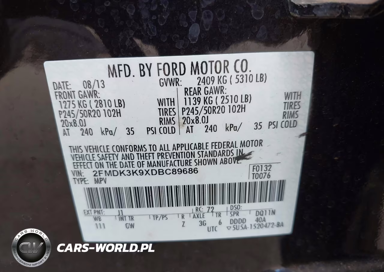 2013 Ford Edge Limited VIN:2FMDK3K9XDBC89686 - 9