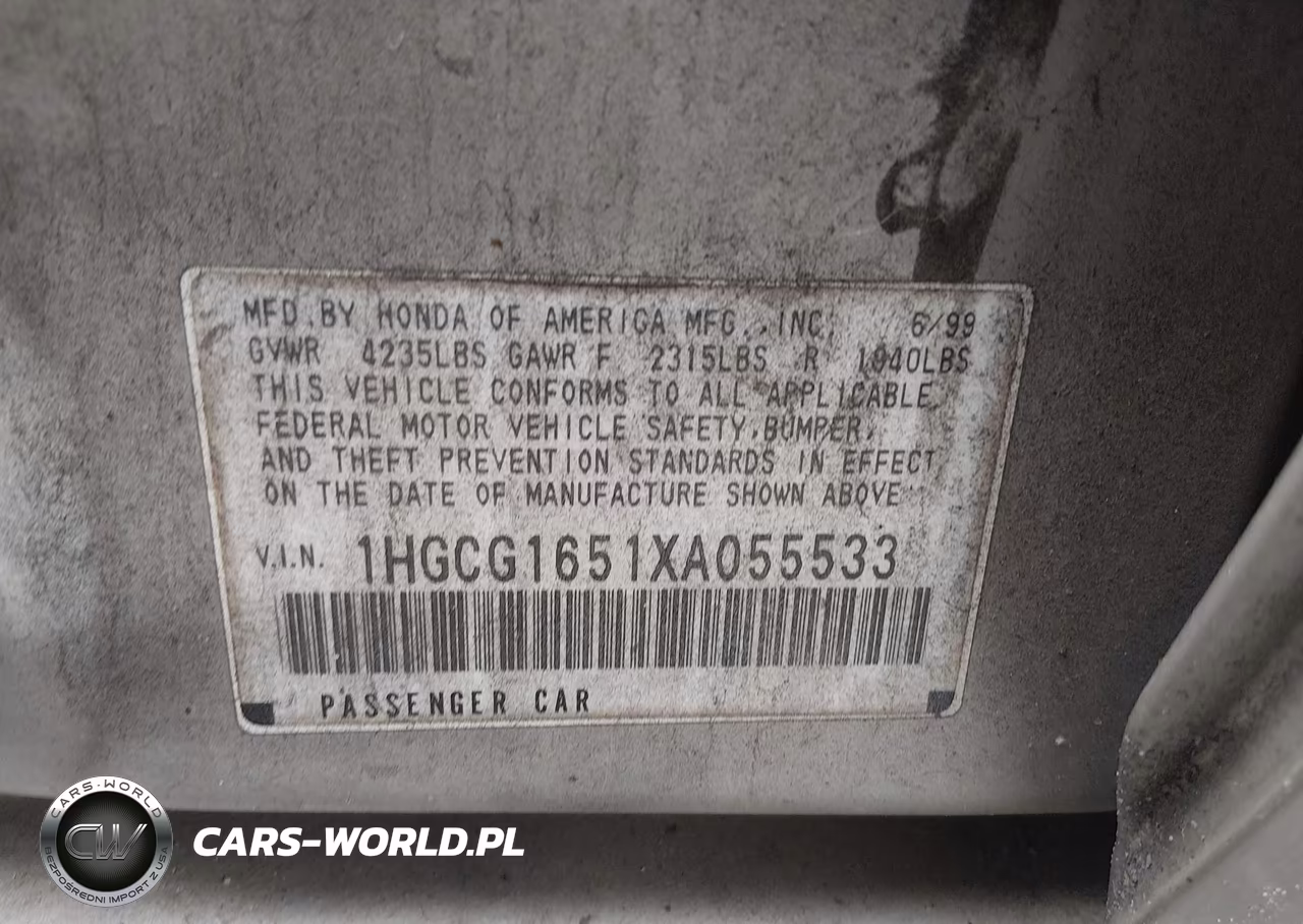 1999 Honda Accord Ex V6 VIN:1HGCG1651XA055533 - 9