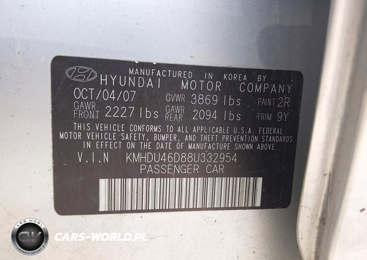 2008 Hyundai Elantra Gls-Se VIN:KMHDU46D88U332954 - 9